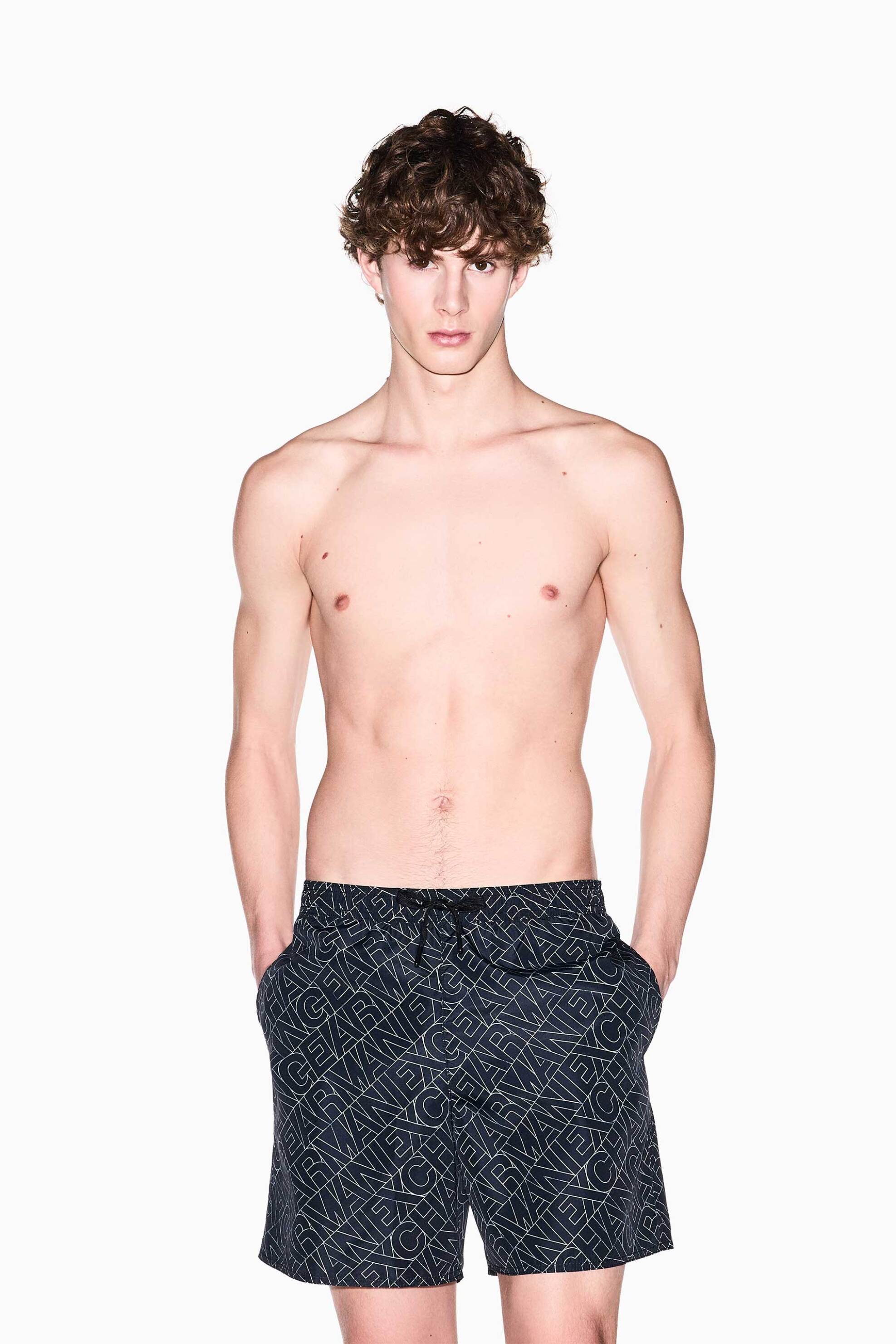 Armani Exchange ανδρικό μαγιό σορτς με all-over logo print - XM000832AF24685 Μαύρο