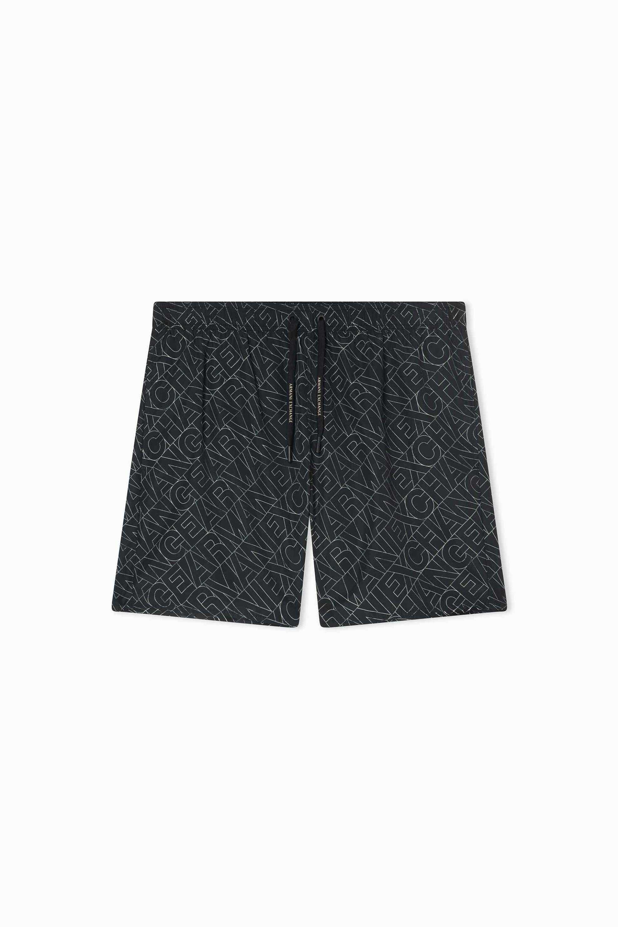 Armani Exchange ανδρικό μαγιό σορτς με all-over logo print - XM000832AF24685 Μαύρο φωτογραφία