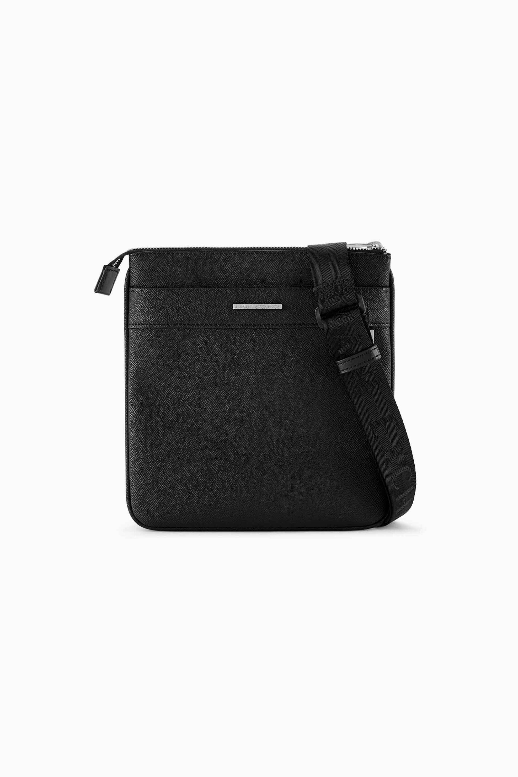Armani Exchange ανδρική τσάντα crossbody με μεταλλικό λογότυπο - XM002039AF19931 Μαύρο