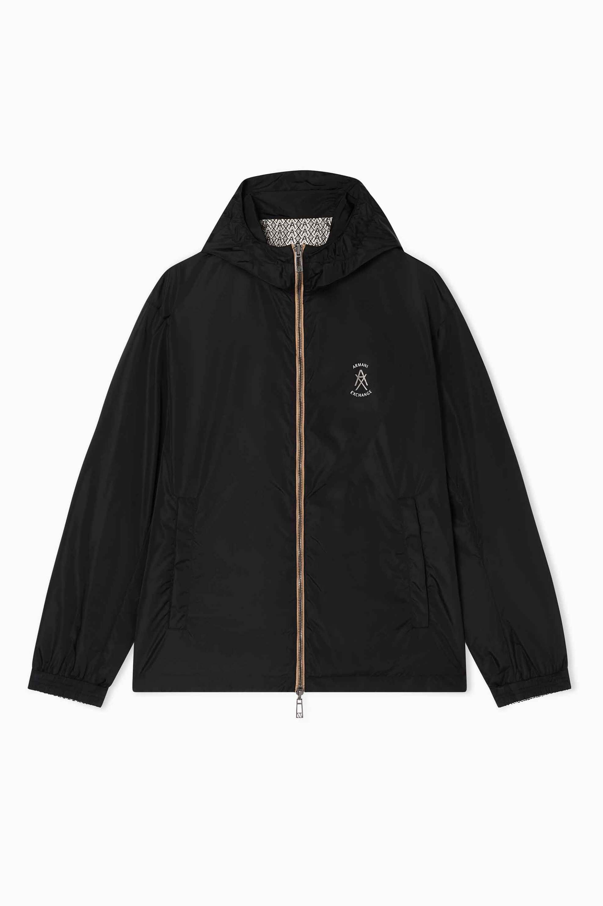 Armani Exchange Ανδρικό Jacket Διπλής Όψης με Κουκούλα Regular Fit - Xm001830Af18579 Ασπρόμαυρο