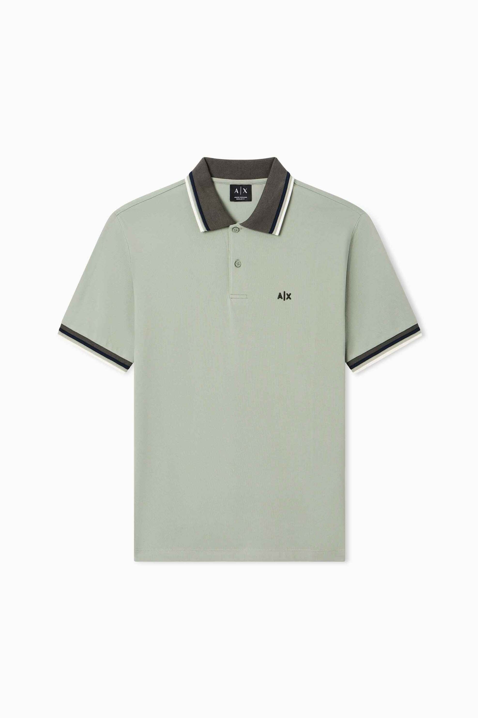 Armani Exchange ανδρική κοντομάνικη μπλούζα πόλο με κεντημένο monogram Regular Fit - XM002329AF13026 Πράσινο Μέντας