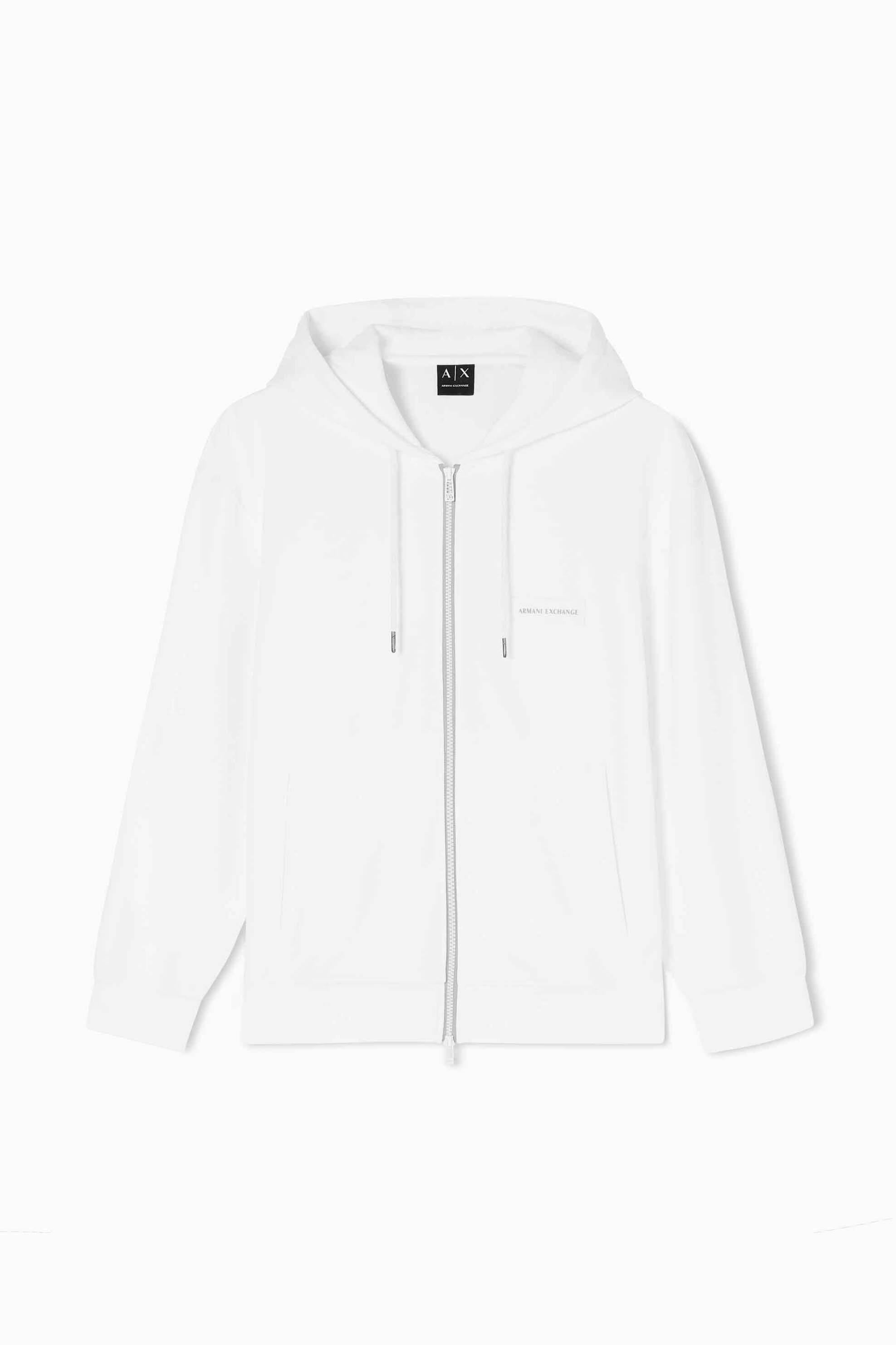 Armani Exchange ανδρική ζακέτα φούτερ με κουκούλα και λογότυπο Regular Fit - XM002352AF21869 Κρέμ