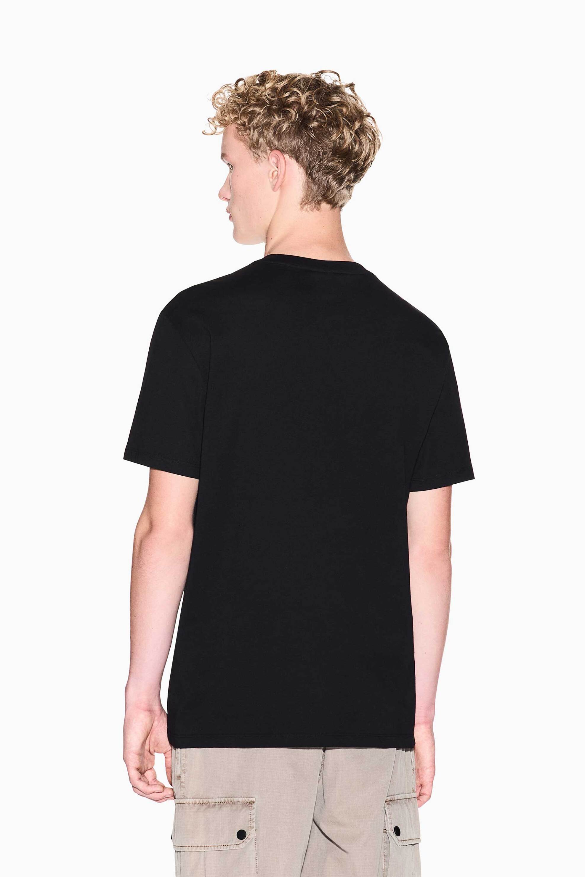 Armani Exchange Ανδρικό T-Shirt με Μεταλλιζέ Λογότυπο Regular Fit - Xm002827Af12308 Μαύρο