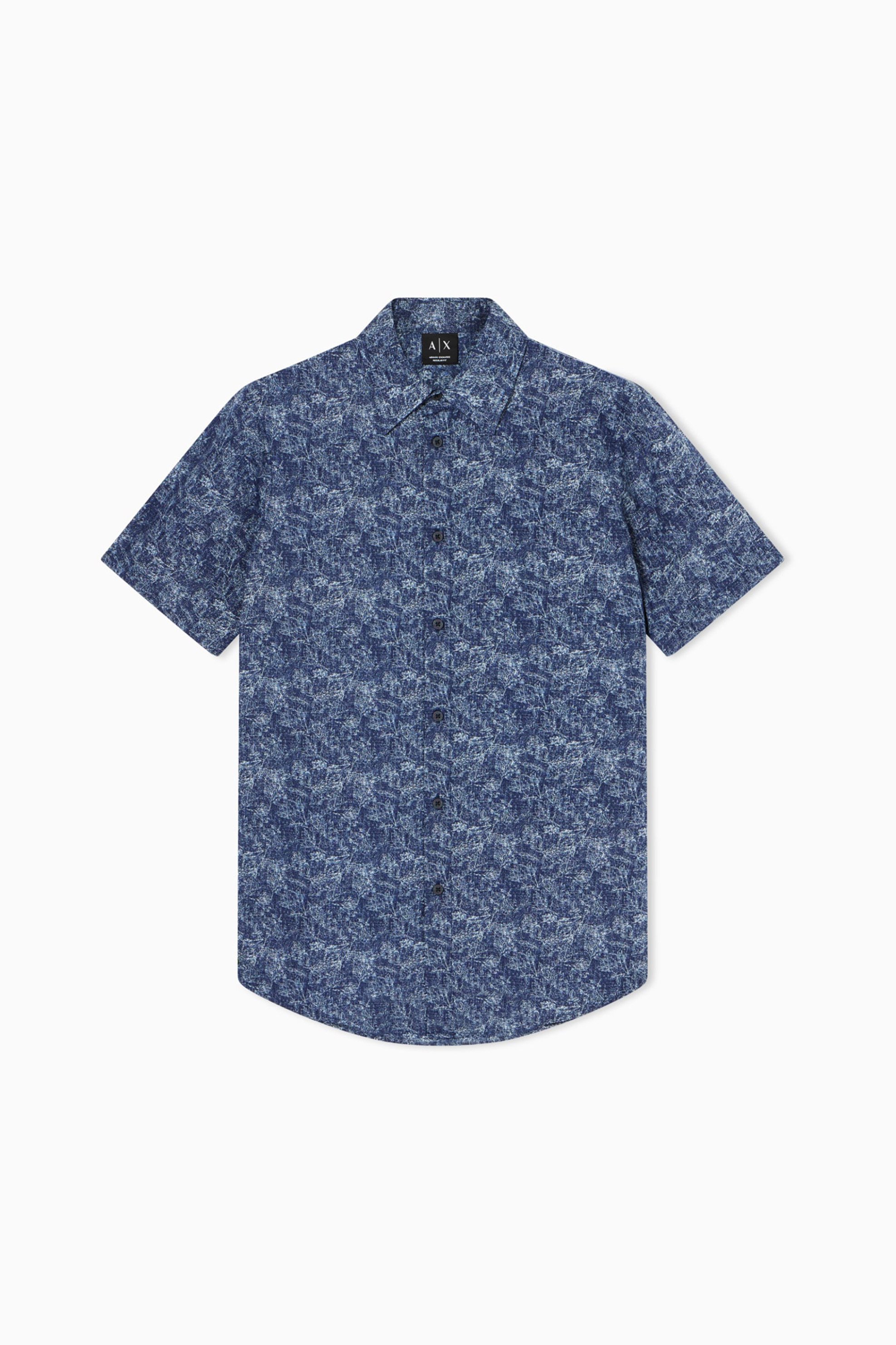 Armani Exchange Ανδρικό Πουκάμισο με All-Over Print Oversized Fit - Xm002284Af22713 Μπλε