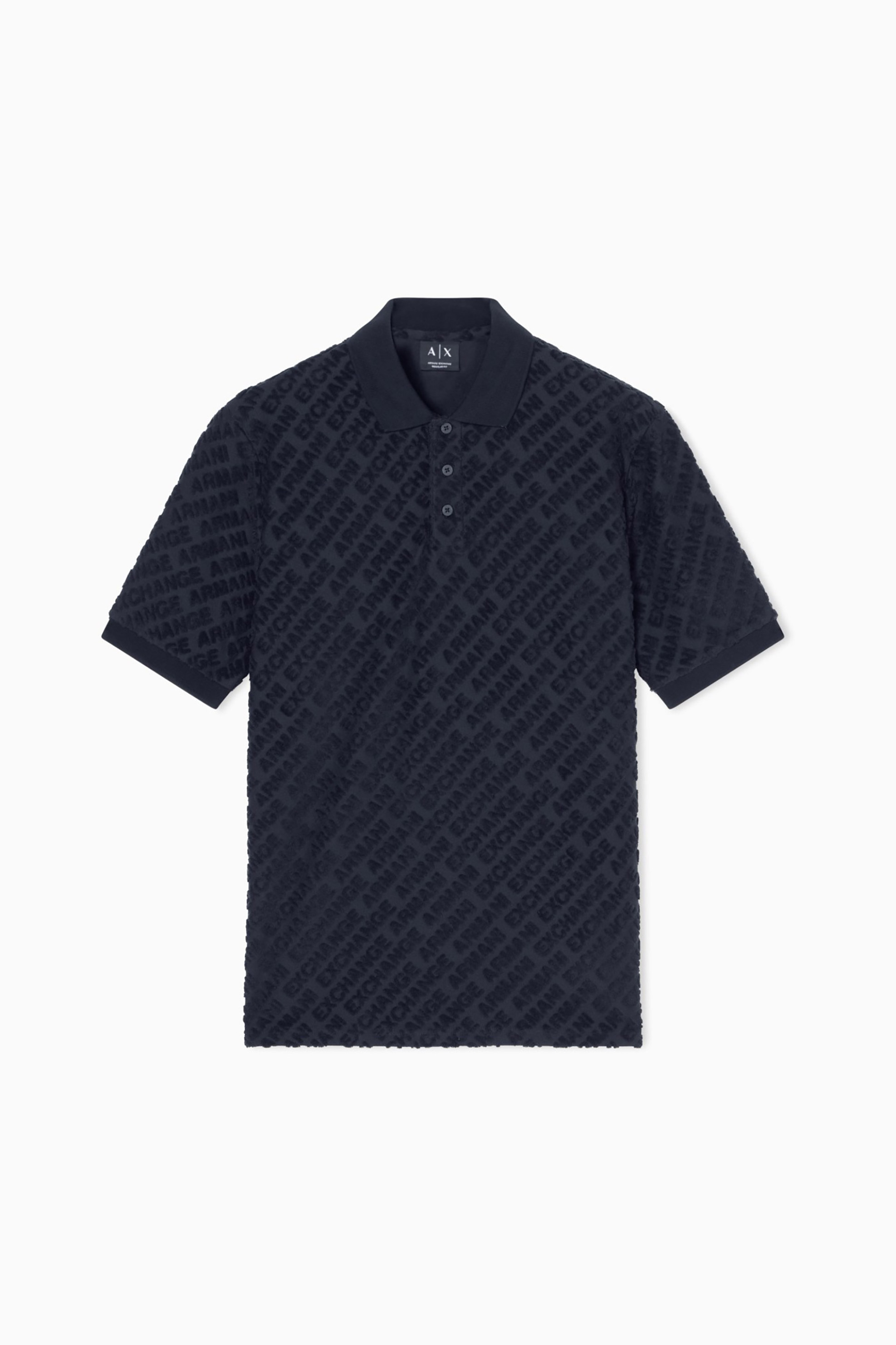Armani Exchange Ανδρική Κοντομάνικη Μπλούζα Πόλο Πικέ με All-Over Logo Print Regular Fit - Xm002347Af21860 Σκούρο Μπλε