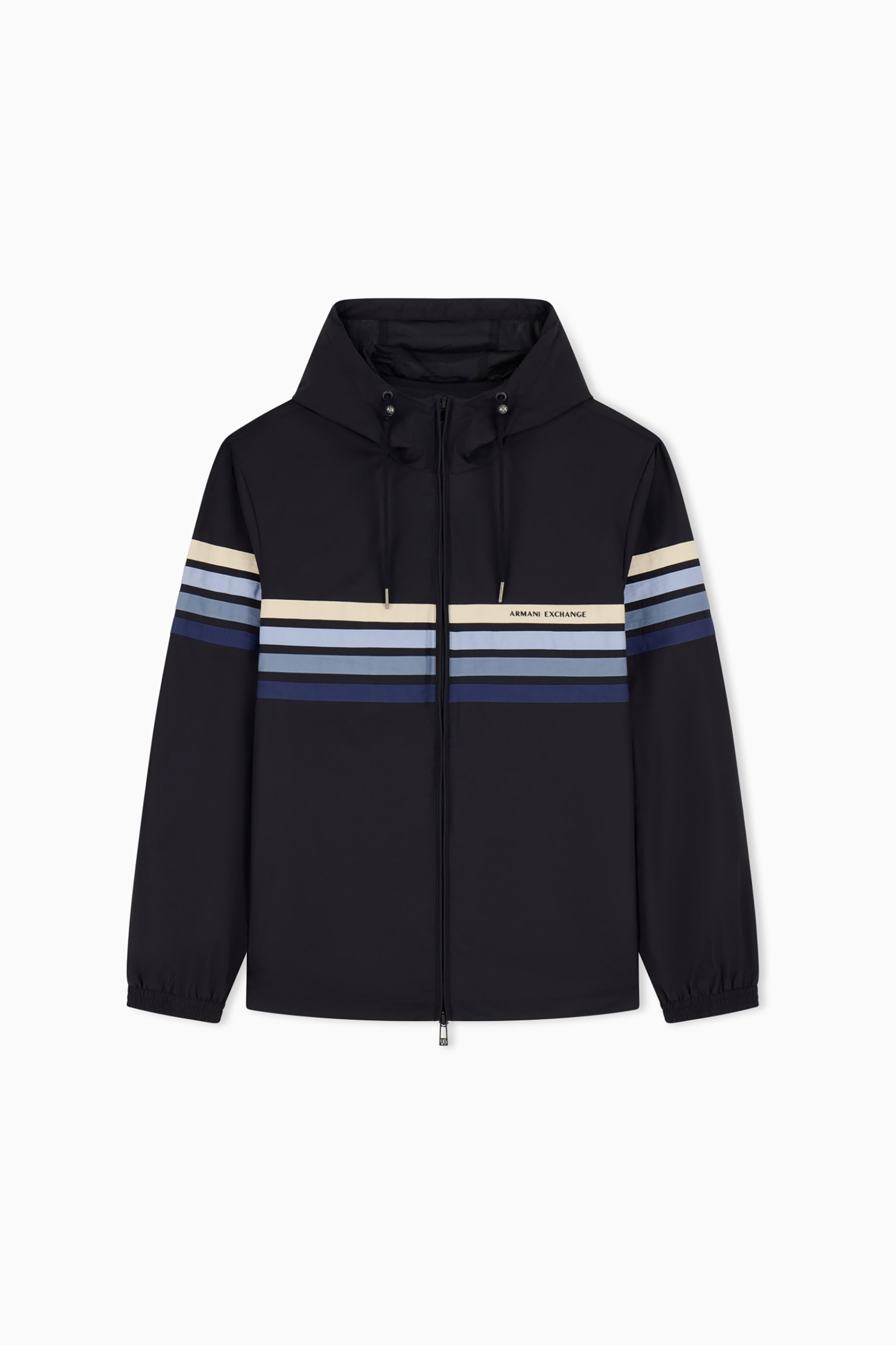 Armani Exchange Ανδρική Ζακέτα Φούτερ με Ριγέ Σχέδιο Και Λογότυπο Relaxed Fit - Xm002243Af22544 Σκούρο Μπλε
