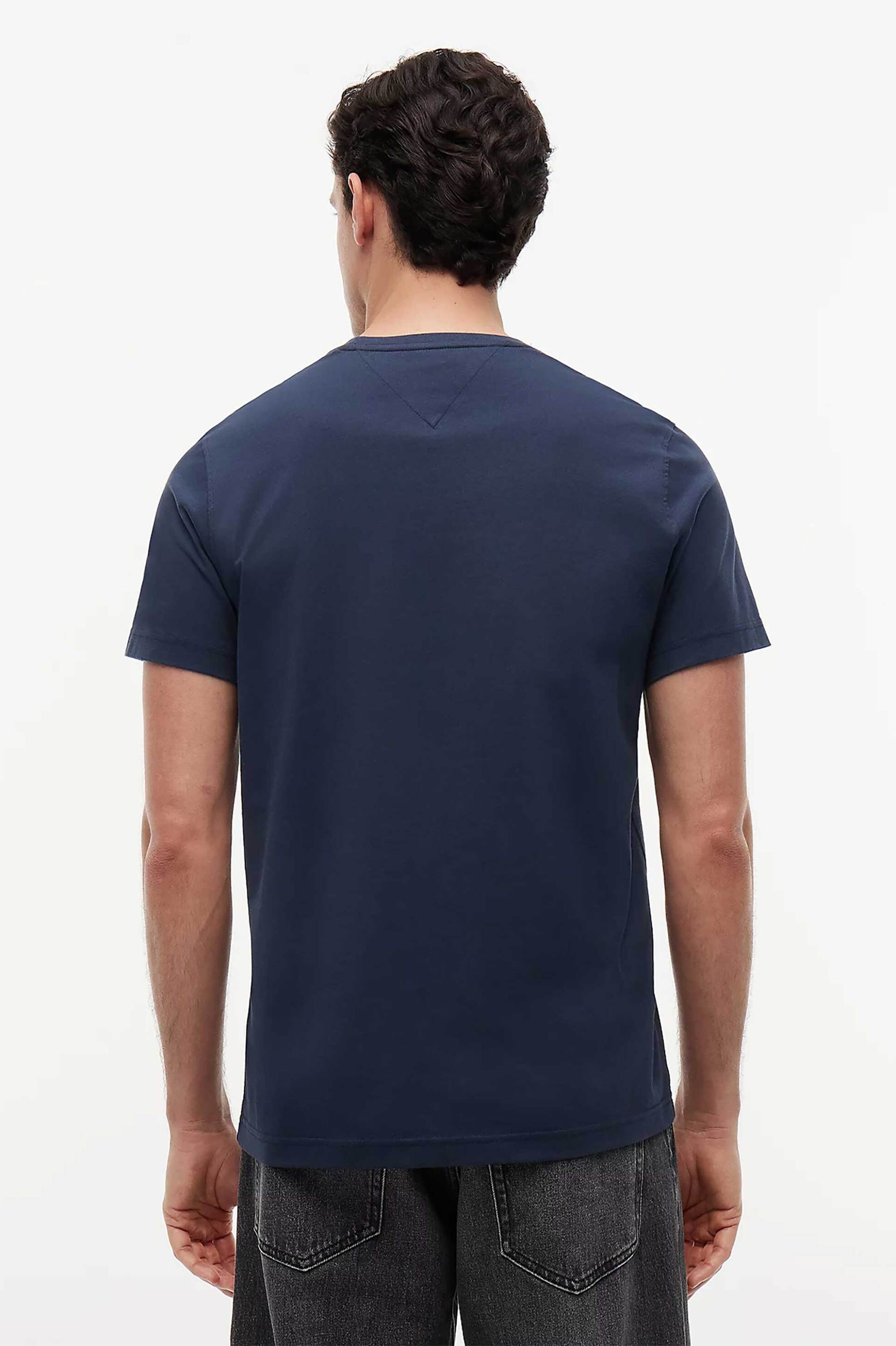 Tommy Jeans Ανδρικό T-Shirt με Κεντημένο Λογότυπο Extra Slim Fit - Dm0Dm04411 Μπλε Σκούρο