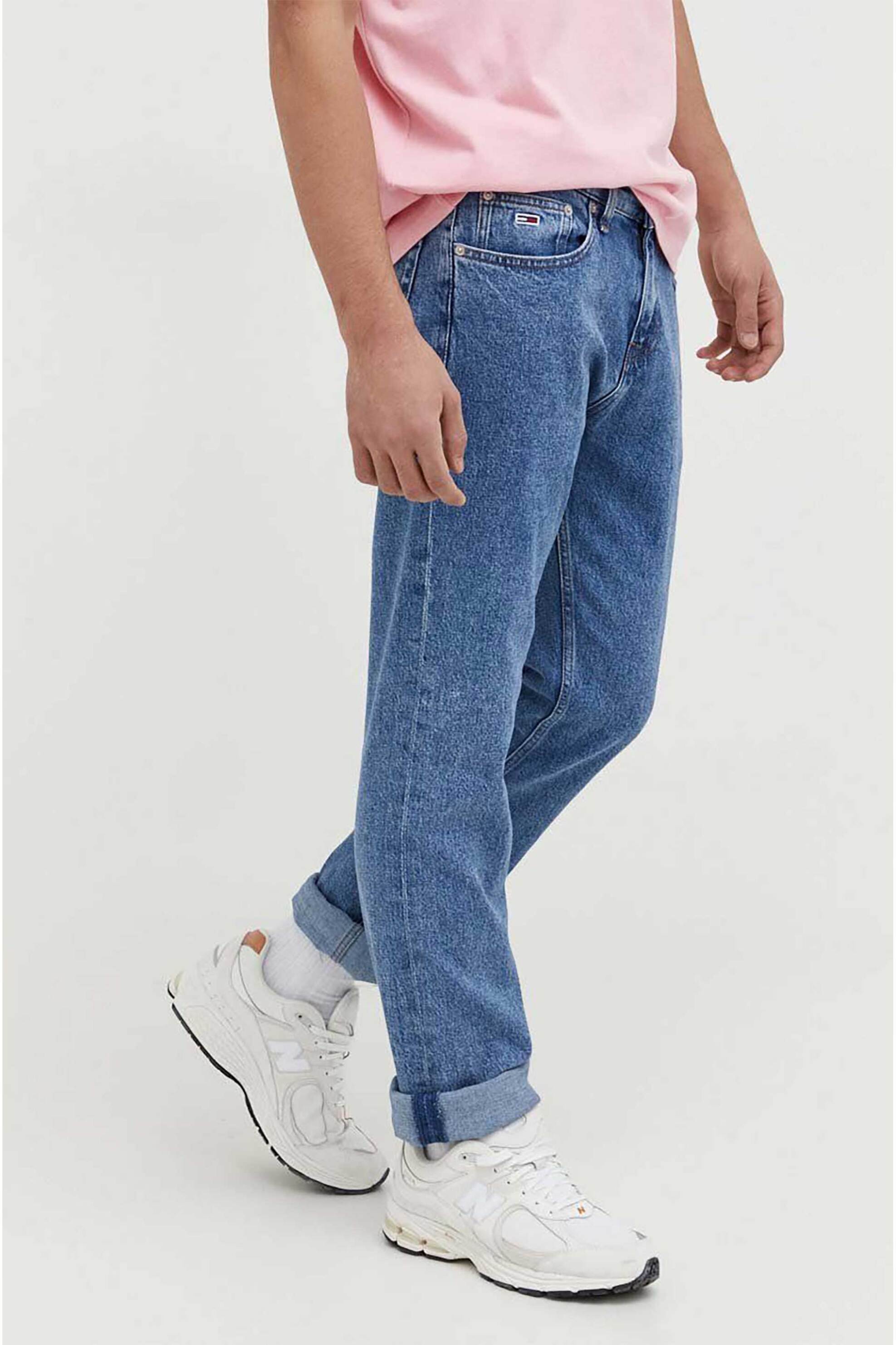 Tommy Jeans ανδρικό τζην παντελόνι πεντάτσεπο Straight Regular Fit "Ryan" - DM0DM18191 Denim Blue