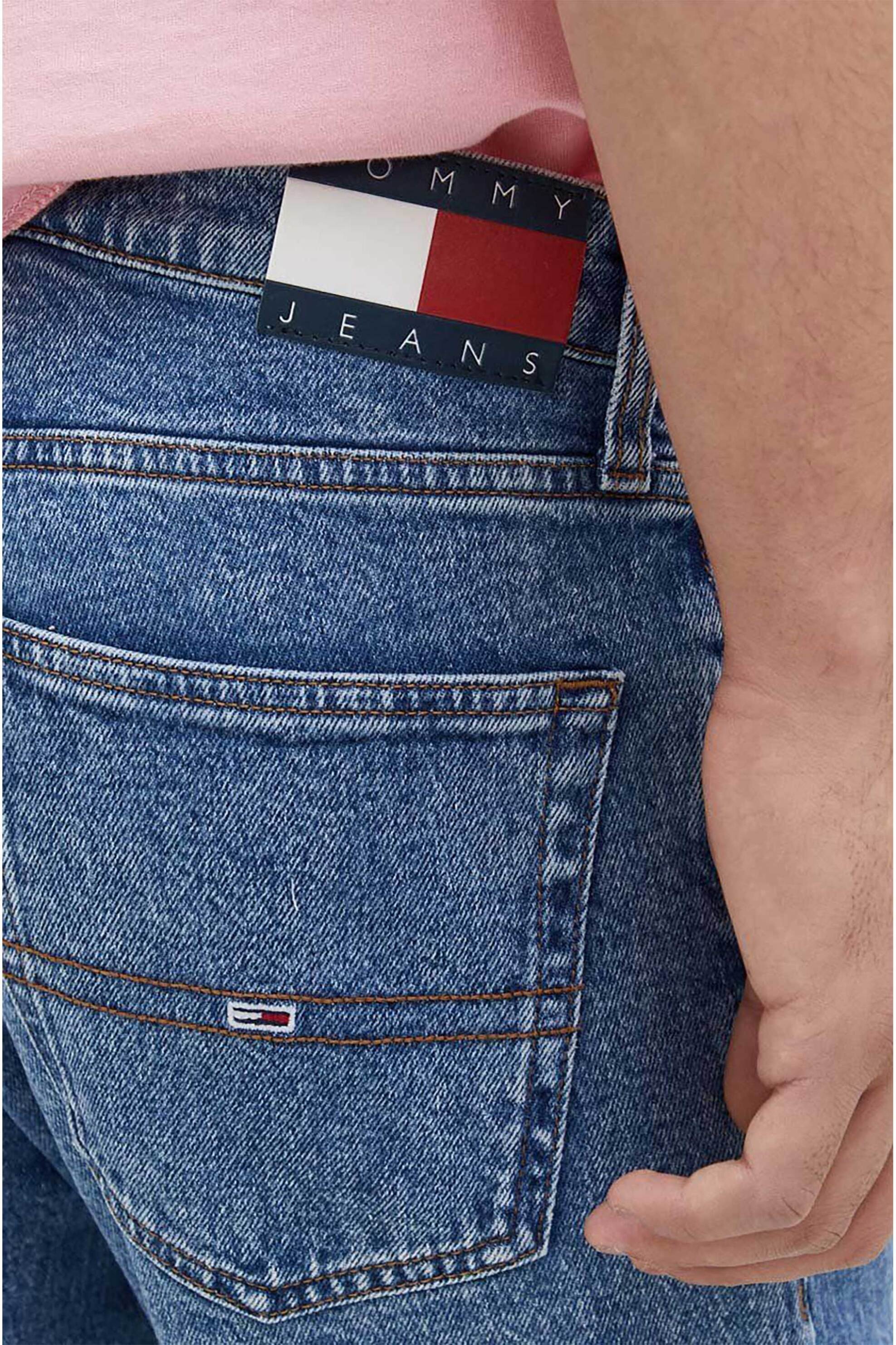 Tommy Jeans Ανδρικό Τζην Παντελόνι Πεντάτσεπο Straight Regular Fit Ryan - Dm0Dm18191 Denim Blue