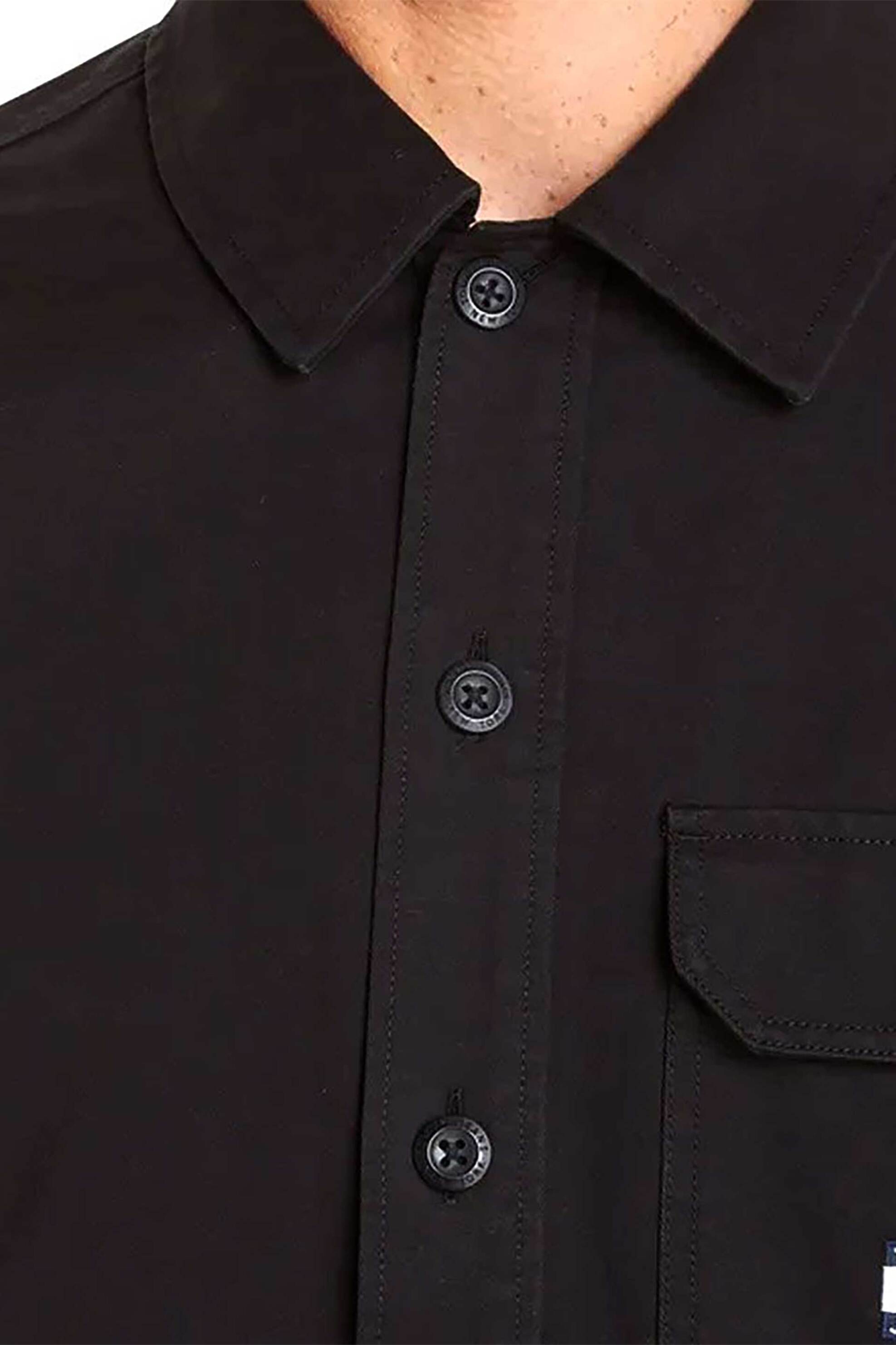 Tommy Jeans ανδρικό overshirt μονόχρωμο με λογότυπο Relaxed Fit - DM0DM18331 Μαύρο φωτογραφία