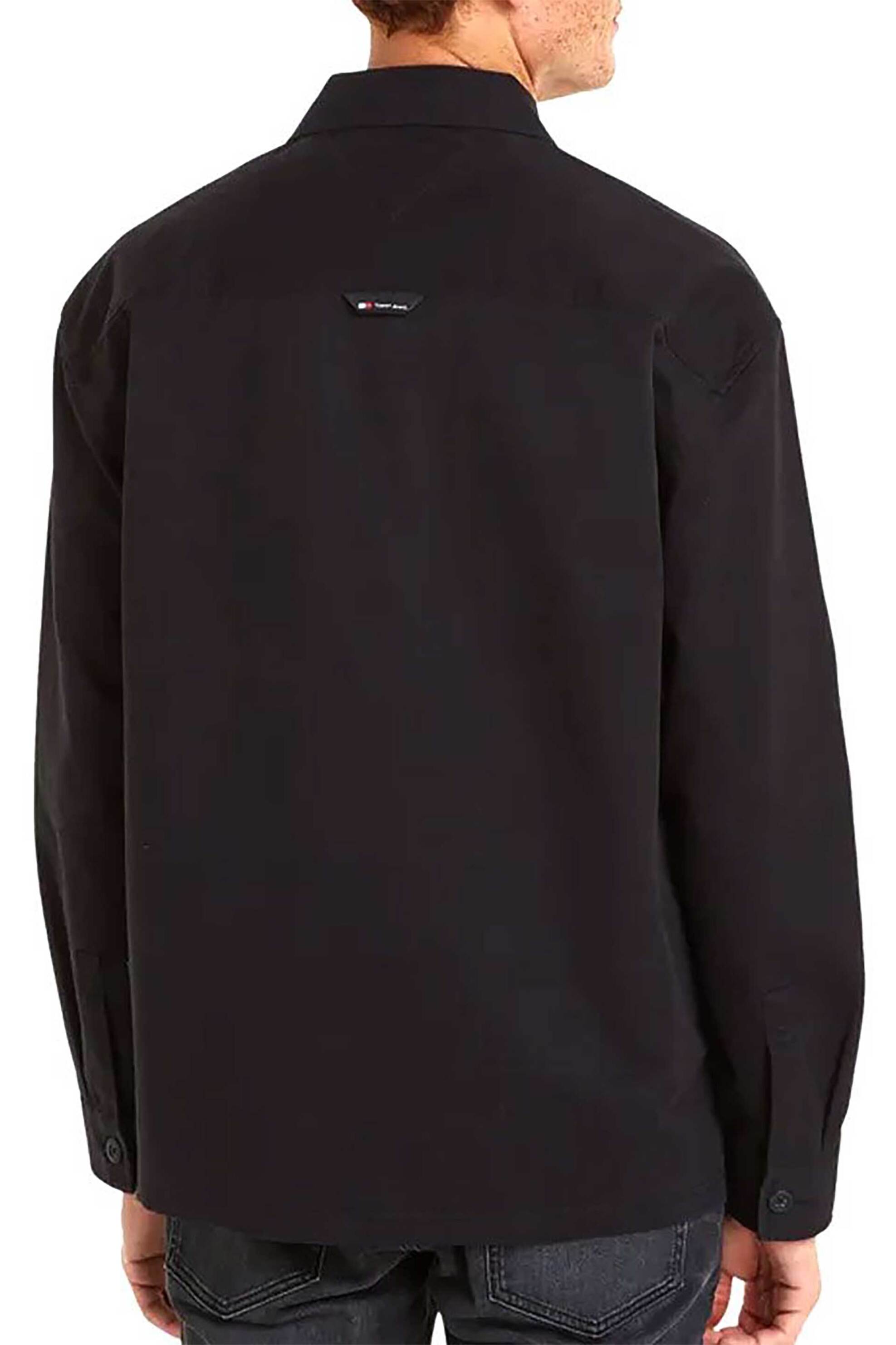 Tommy Jeans ανδρικό overshirt μονόχρωμο με λογότυπο Relaxed Fit - DM0DM18331 Μαύρο φωτογραφία