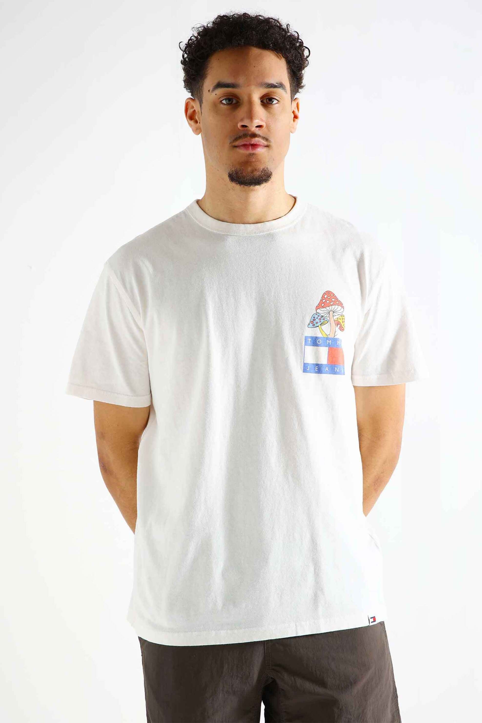 Tommy Jeans ανδρικό T-shirt με graphic print Regular Fit - DM0DM18980 Λευκό