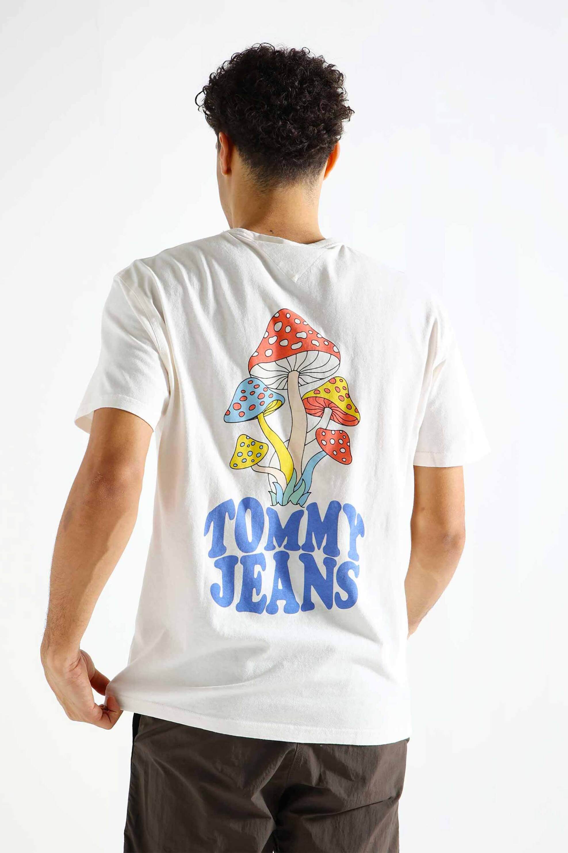 Tommy Jeans Ανδρικό T-Shirt με Graphic Print Regular Fit - Dm0Dm18980 Λευκό