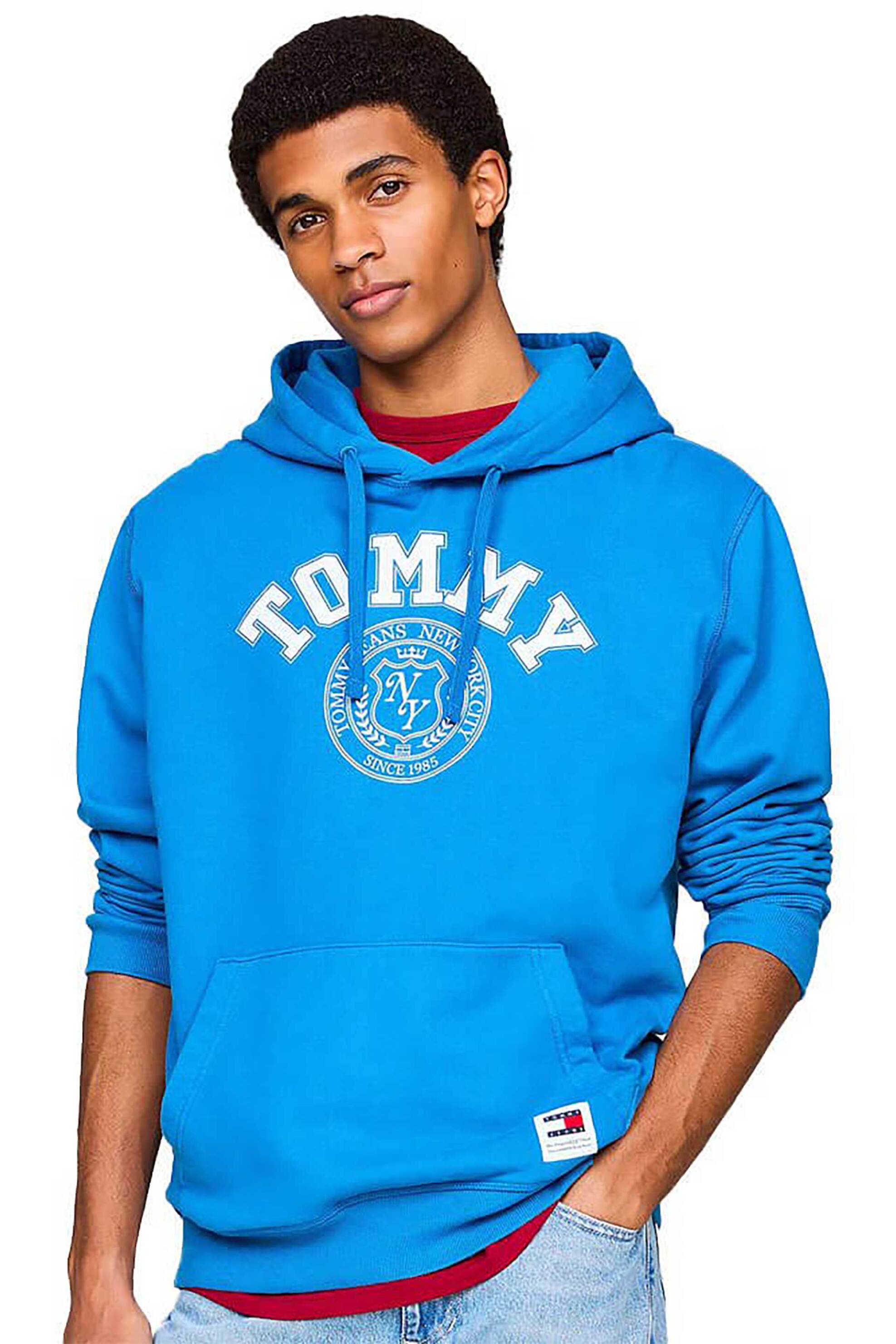 Tommy Jeans ανδρική μπλούζα φούτερ με κουκούλα και λογότυπο Regular Fit - DM0DM19235