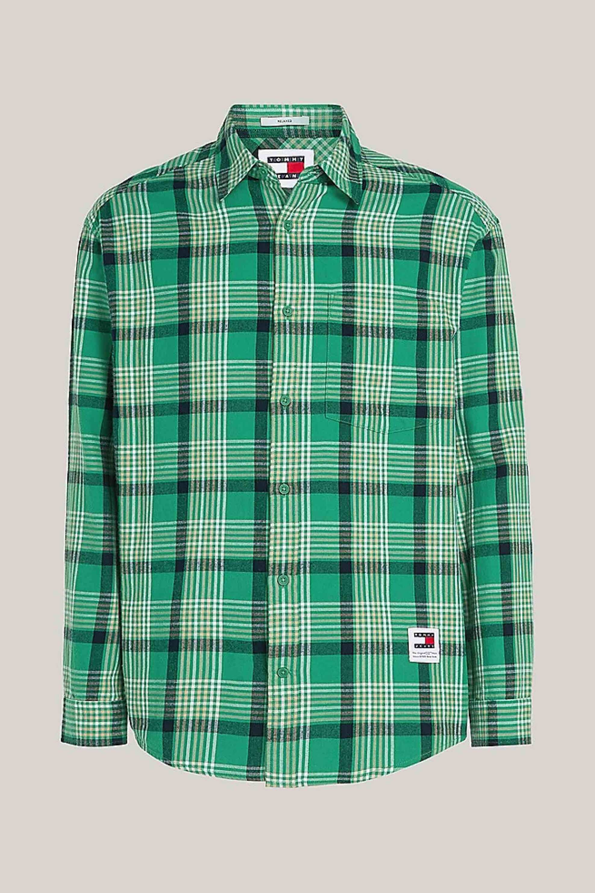 Tommy Jeans Ανδρικό Καρό Πουκάμισο Regular Fit - Dm0Dm19532 Πράσινο