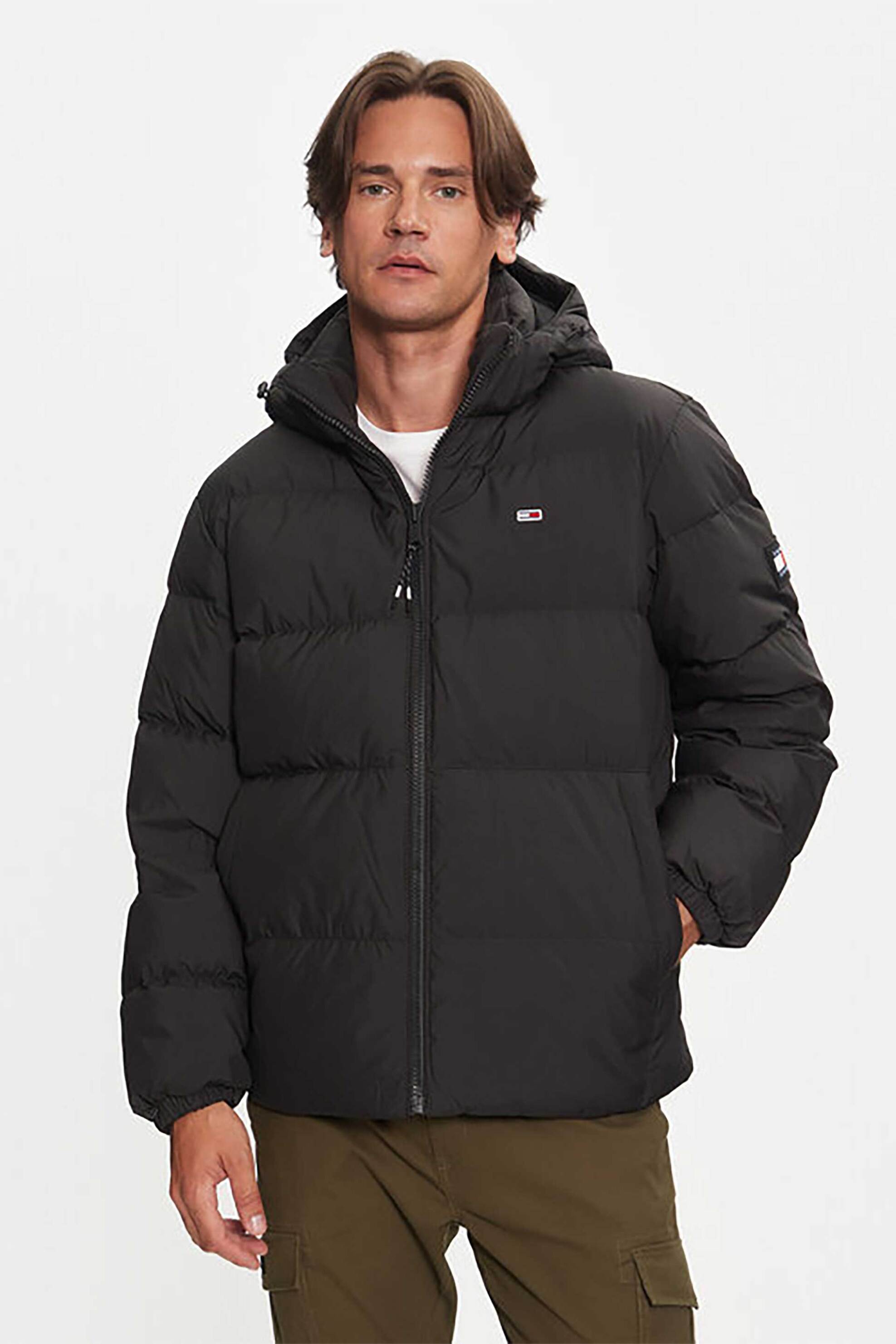 Tommy Jeans ανδρικό καπιτονέ μπουφάν με κουκούλα - DM0DM19786 Μαύρο