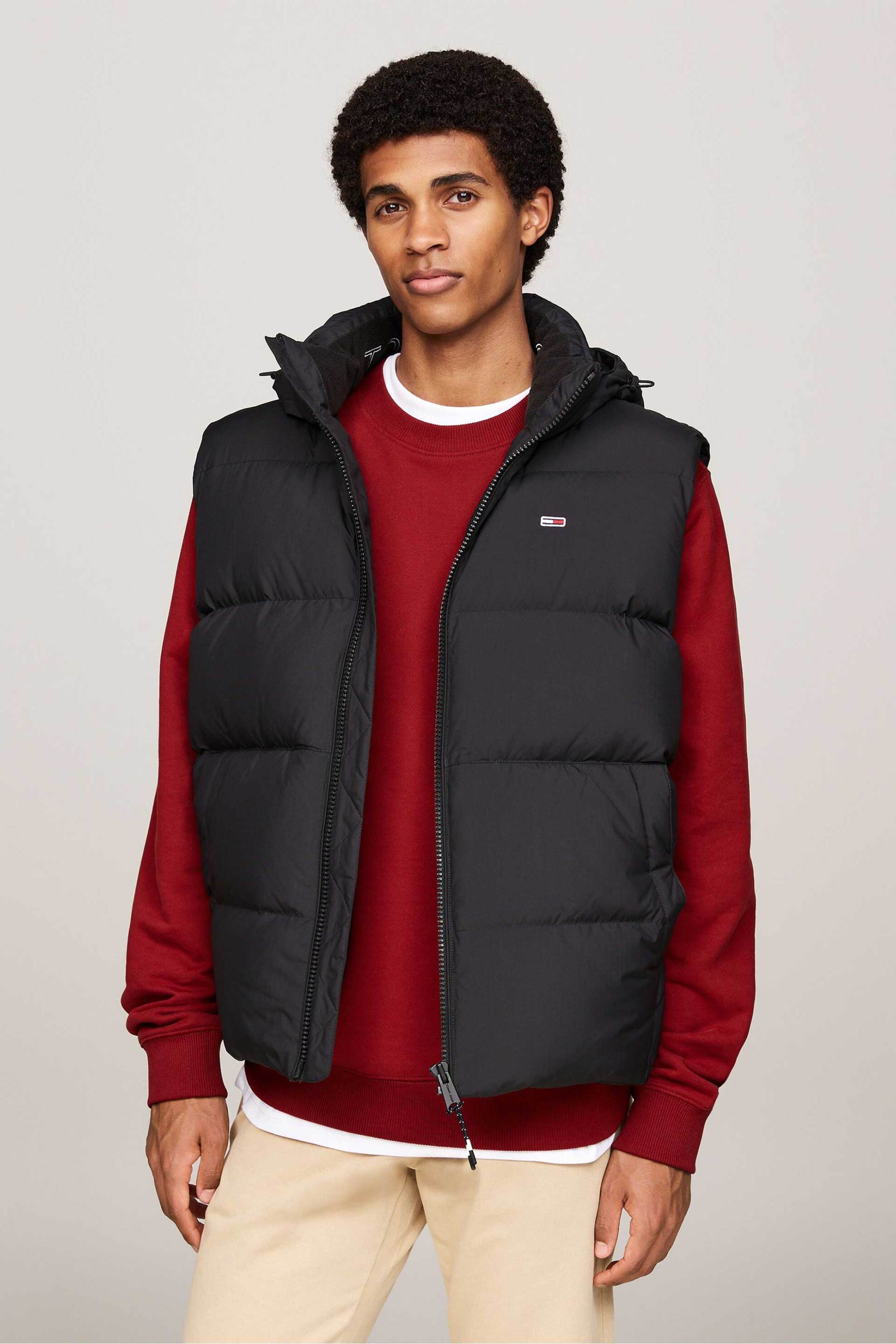 Tommy Jeans ανδρικό αμάνικο μπουφάν με καπιτονέ σχέδιο Regular Fit - DM0DM20465 Μαύρο