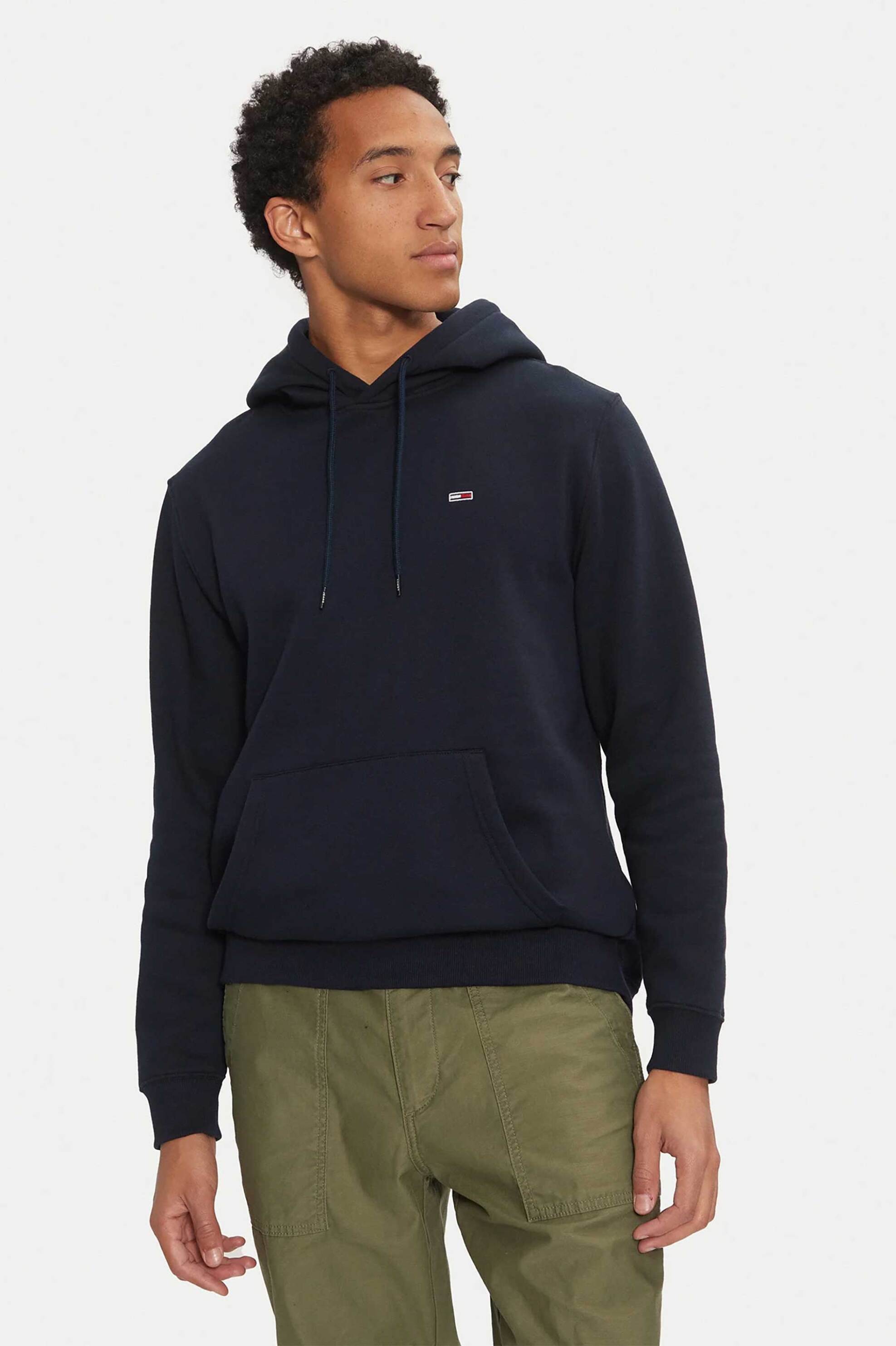 Tommy Jeans ανδρική μπλούζα φούτερ μονόχρωμη με κεντημένο λογότυπο - DM0DM20742 Μπλε Σκούρο