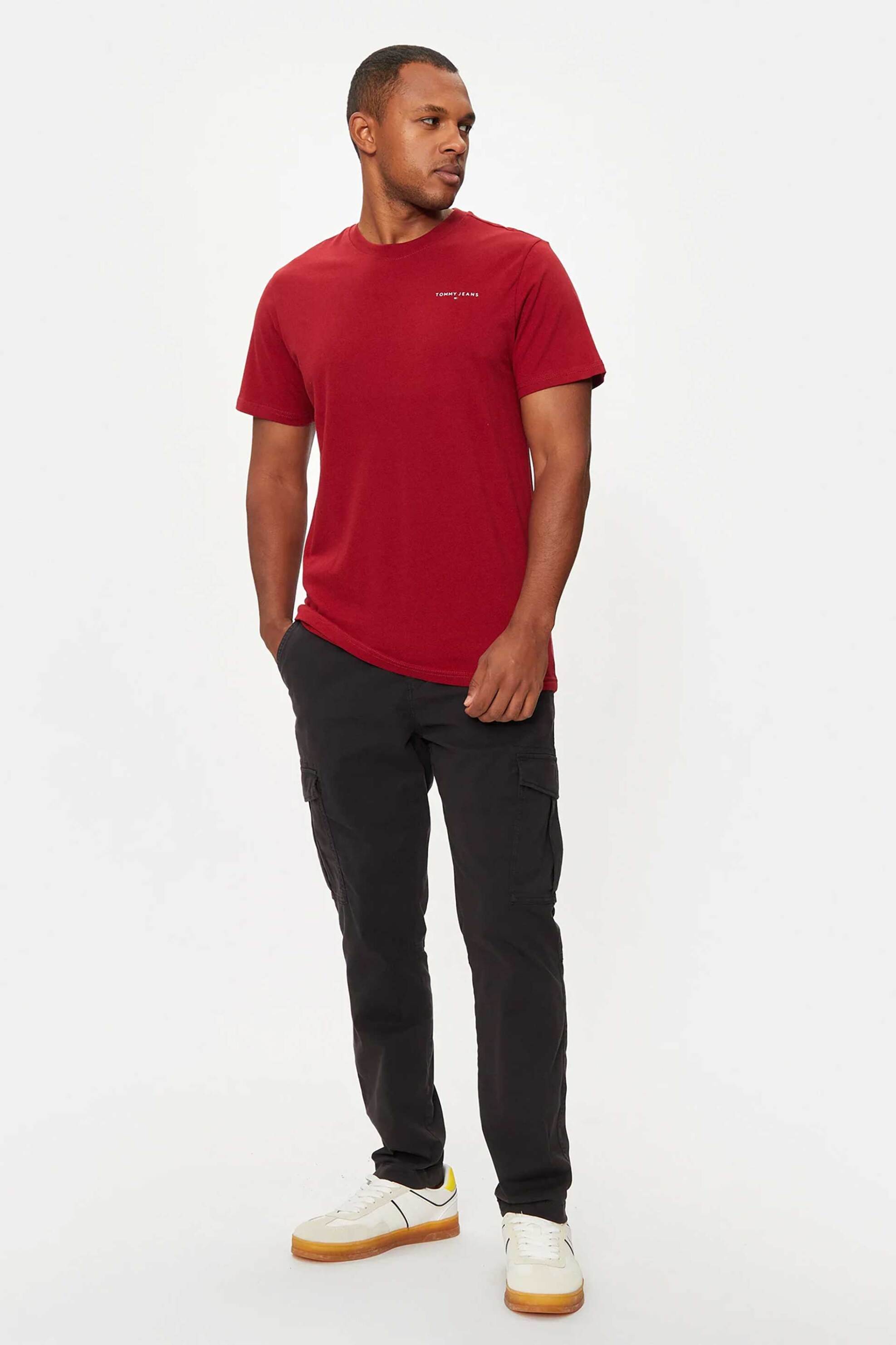 Tommy Jeans ανδρικό παντελόνι cargo με κεντημένο λογότυπο Slim Fit - DM0DM20750 Μαύρο