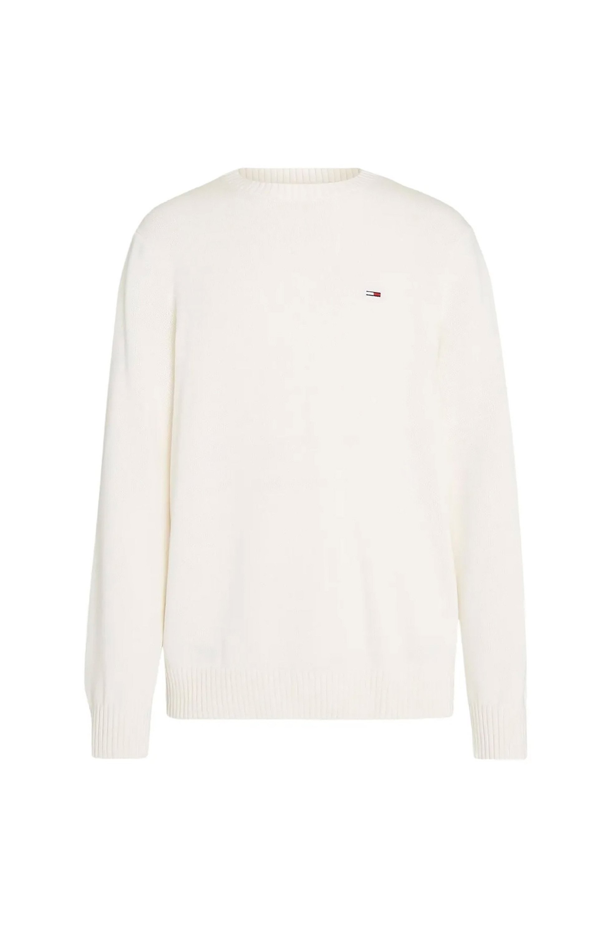Tommy Jeans ανδρικό πουλόβερ με λογότυπο Slim Fit - DM0DM18370 Λευκό