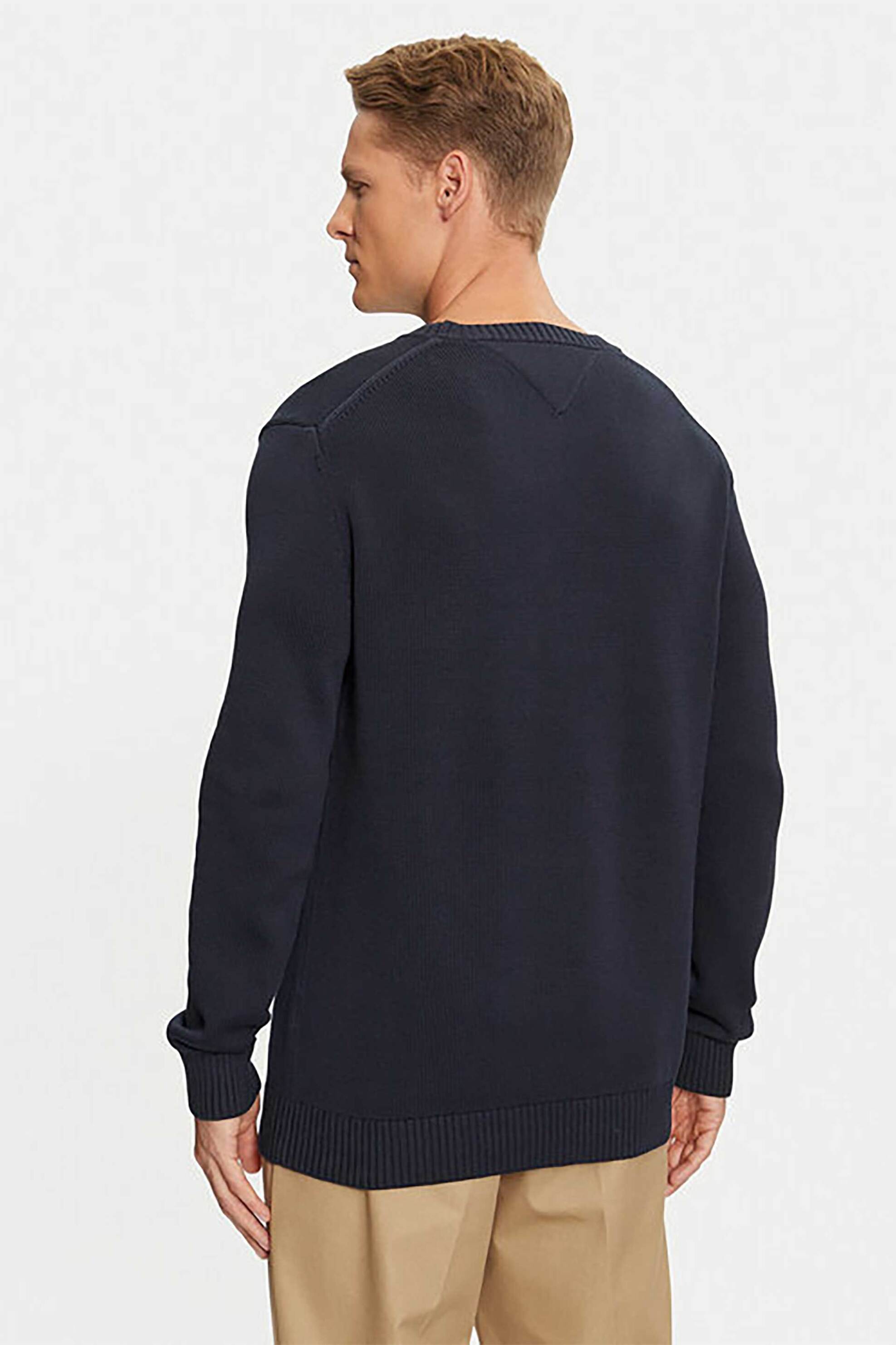 Tommy Jeans Ανδρικό Πουλόβερ με Λογότυπο Slim Fit - Dm0Dm18370 Μπλε Σκούρο
