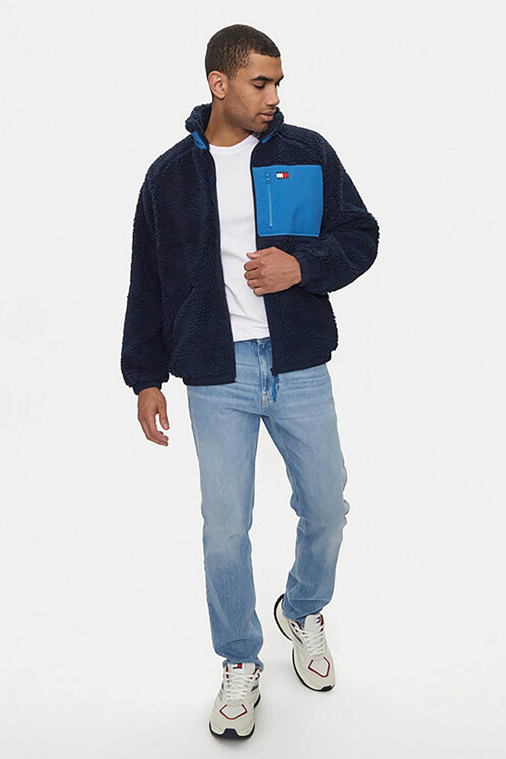 Tommy Jeans ανδρικό τζιν παντελόνι πεντάτσεπο με κεντημένο λογότυπο Straight Fit - DM0DM20182 Denim Blue Ανοιχτό