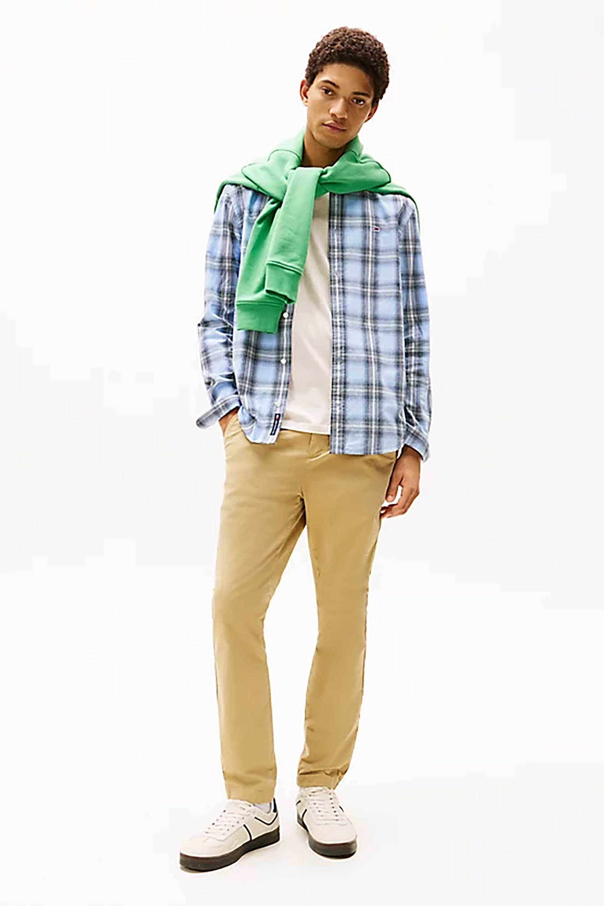 Tommy Jeans ανδρικό παντελόνι chino μονόχρωμο Slim Fit - DM0DM20282 Μπεζ