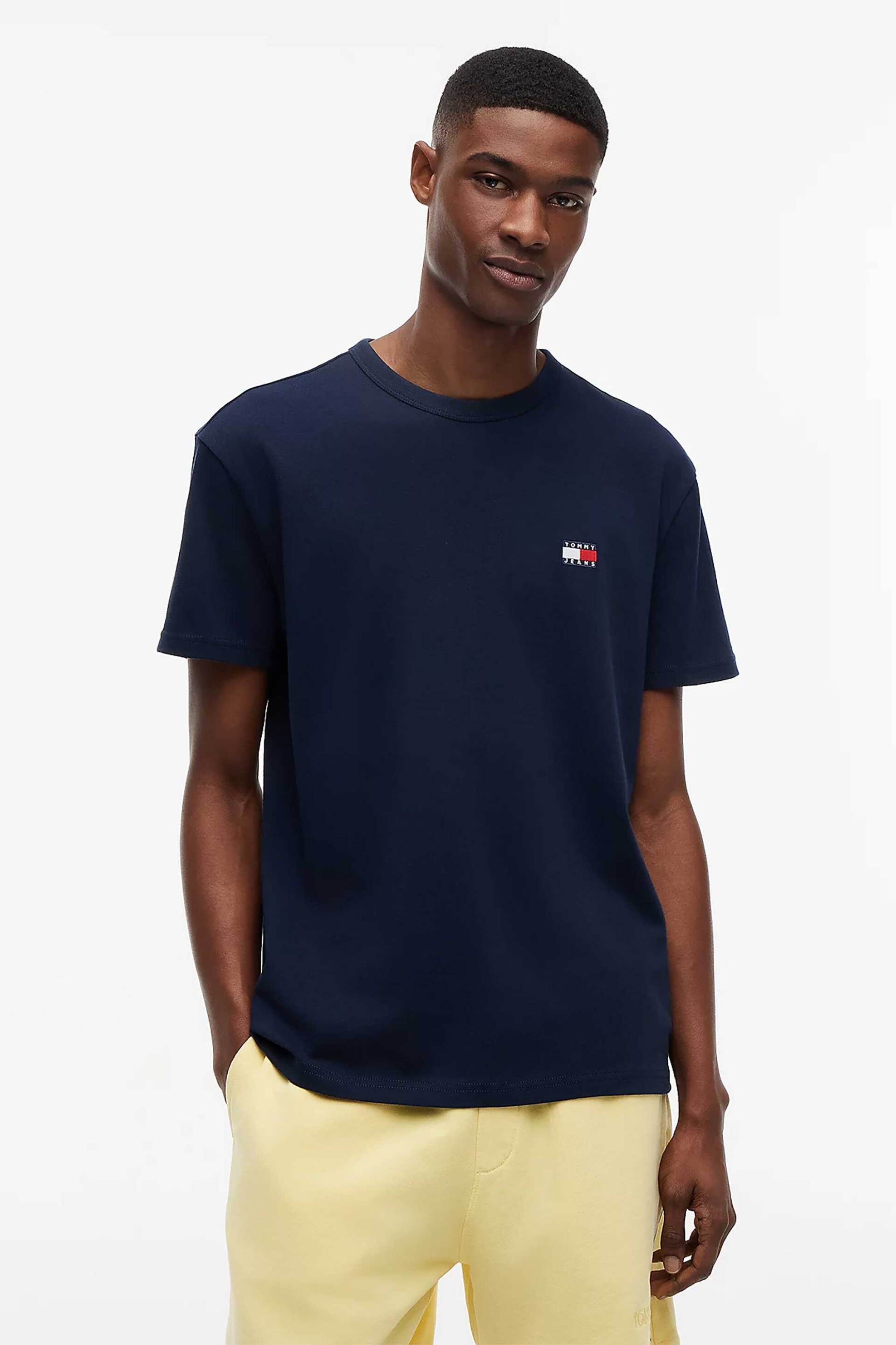 Tommy Jeans ανδρικό T-shirt με κεντημένο λογότυπο Regular Fit - DM0DM20322 Σκούρο Μπλε