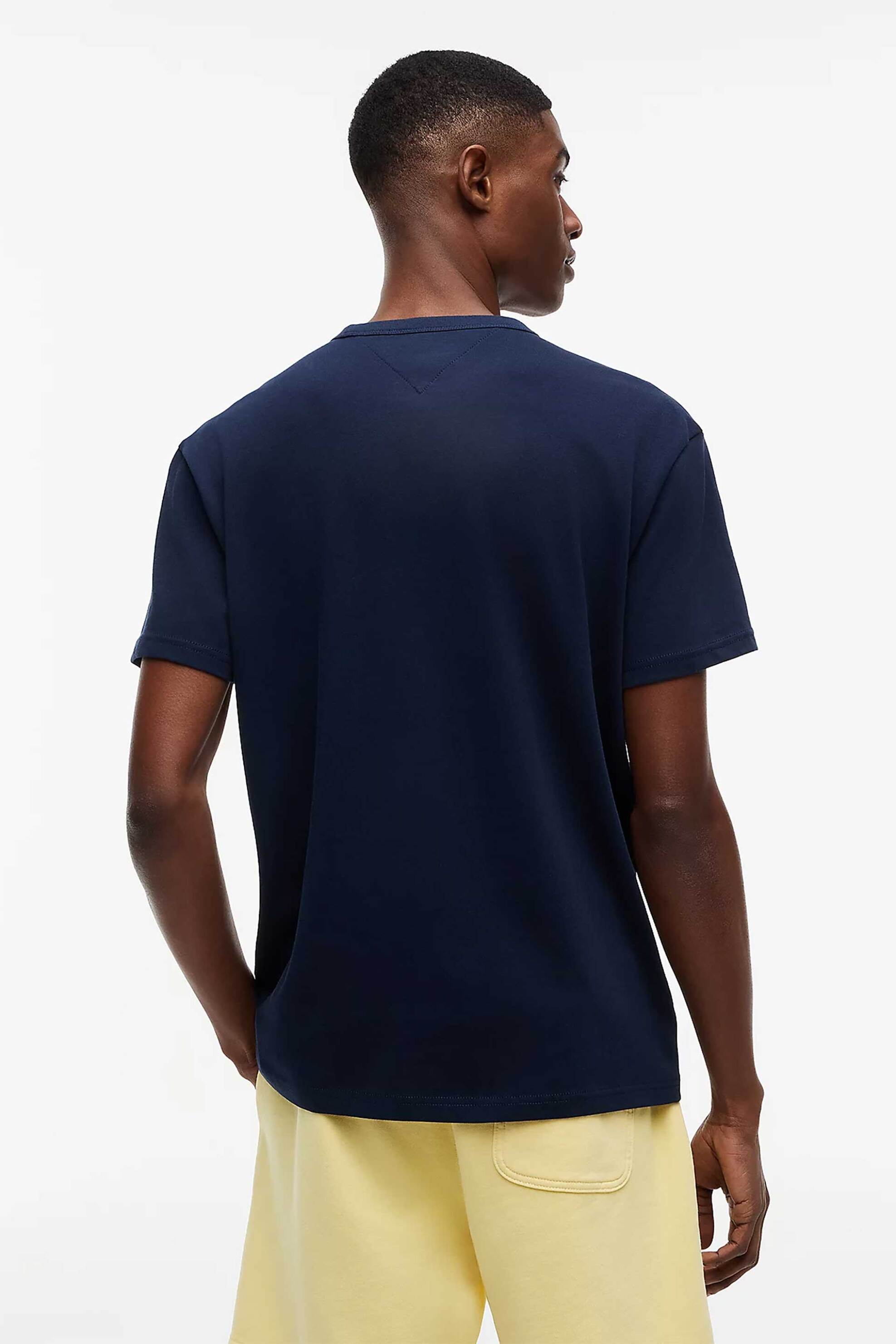 Tommy Jeans Ανδρικό T-Shirt με Κεντημένο Λογότυπο Regular Fit - Dm0Dm20322 Σκούρο Μπλε