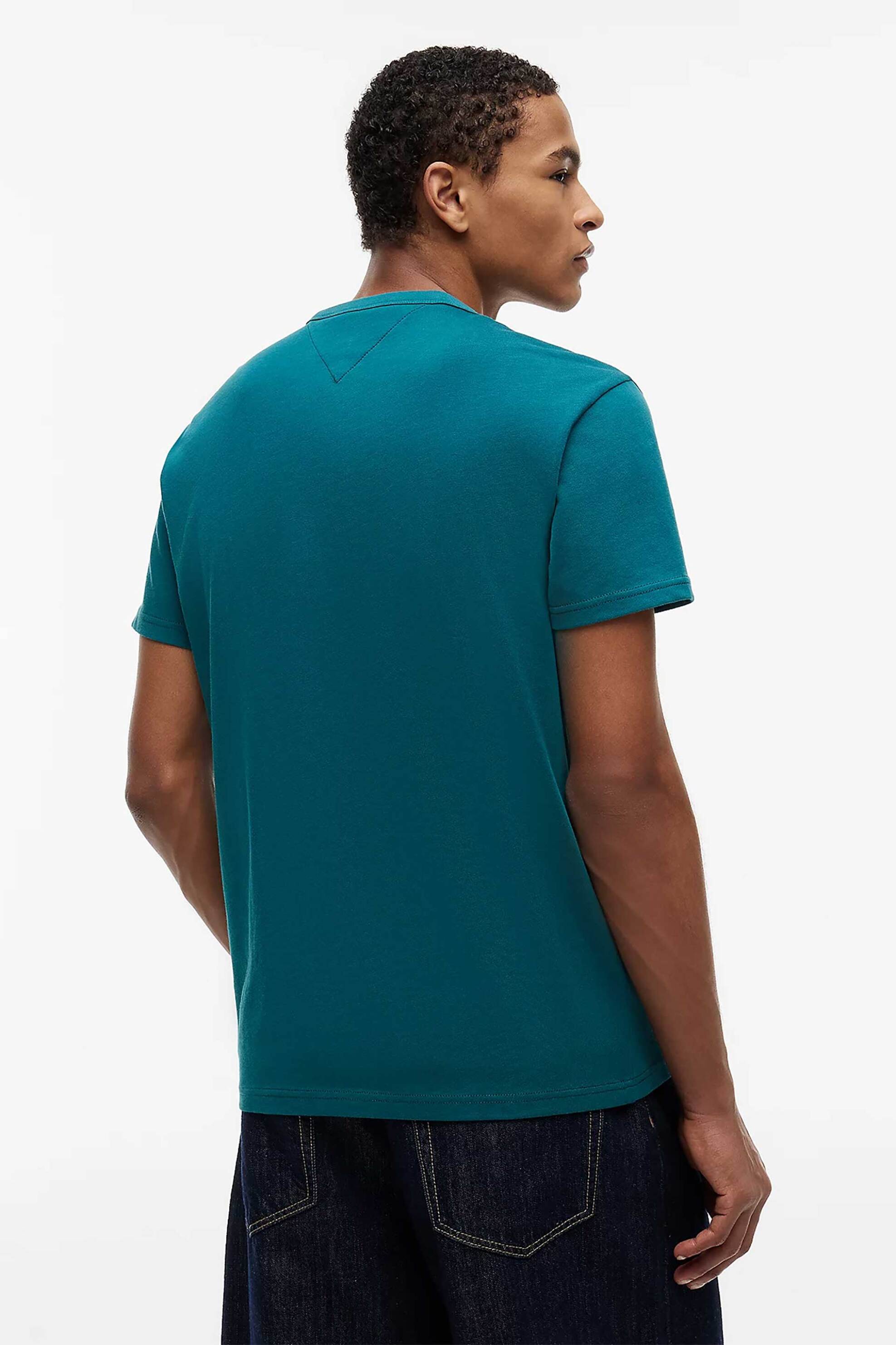 Tommy Jeans Ανδρικό T-Shirt με Κεντημένο Λογότυπο Regular Fit - Dm0Dm20322 Πετρόλ