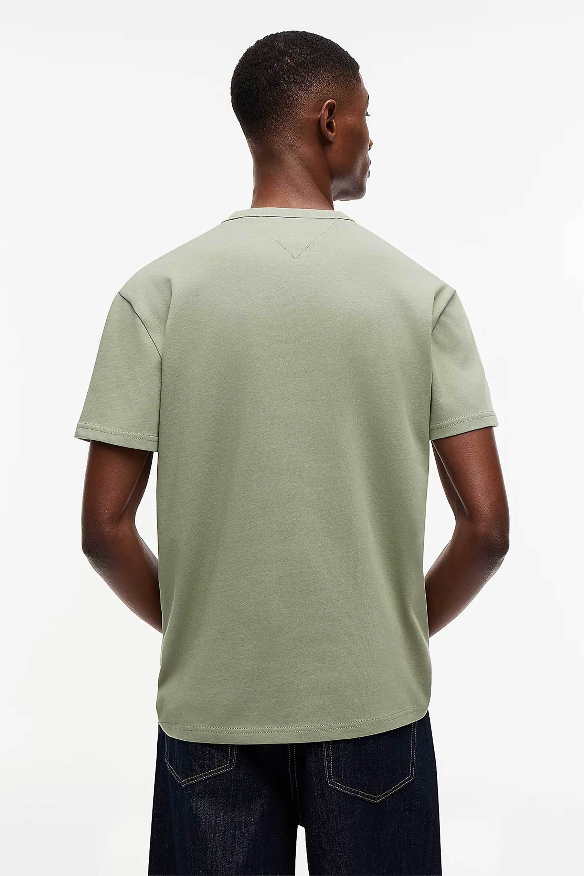 Tommy Jeans Ανδρικό T-Shirt με Κεντημένο Λογότυπο Regular Fit - Dm0Dm20322 Λαδί