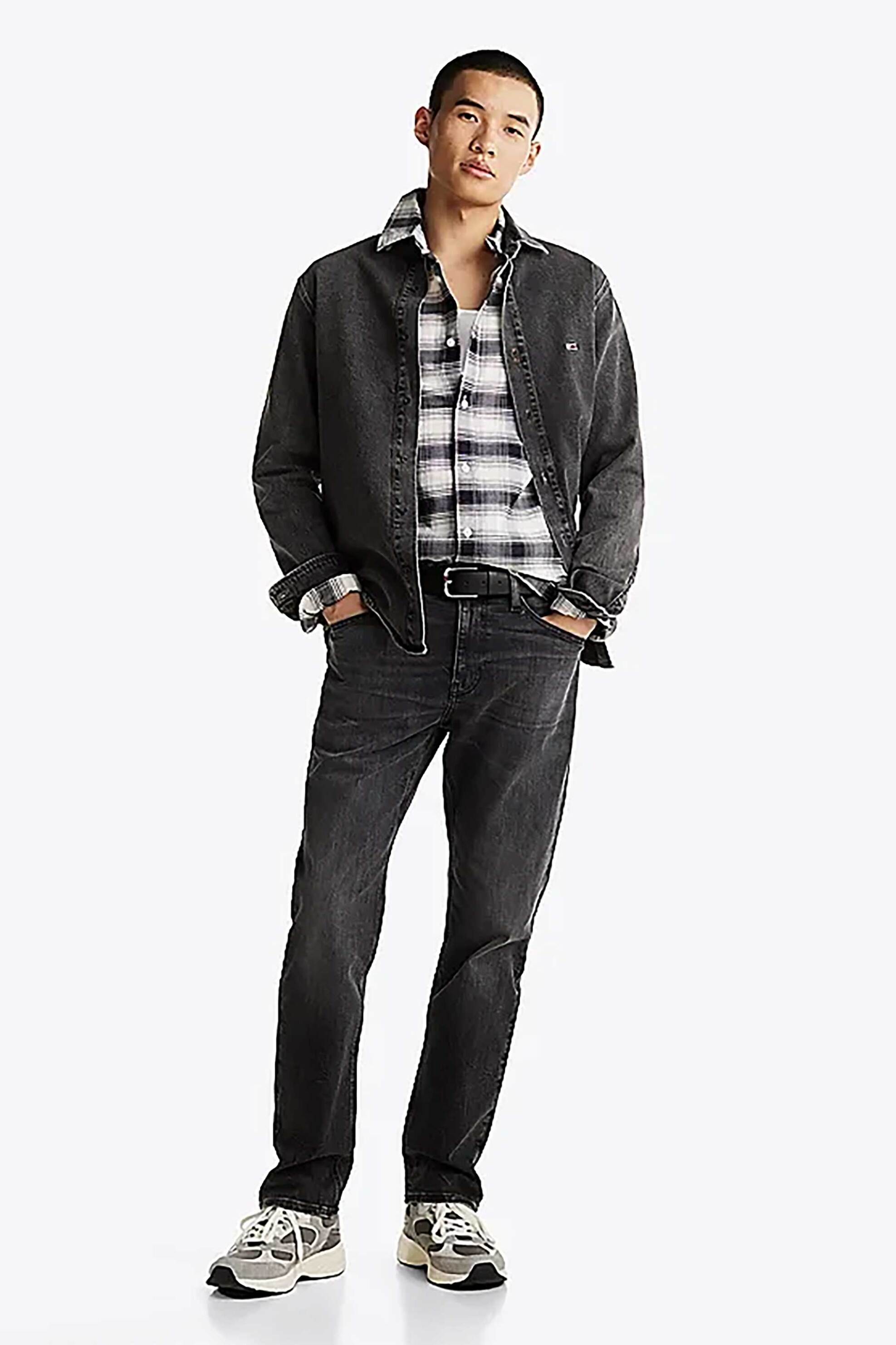Tommy Jeans ανδρικό τζιν παντελόνι πεντάτσεπο Straight Fit - DM0DM20556 Μαύρο