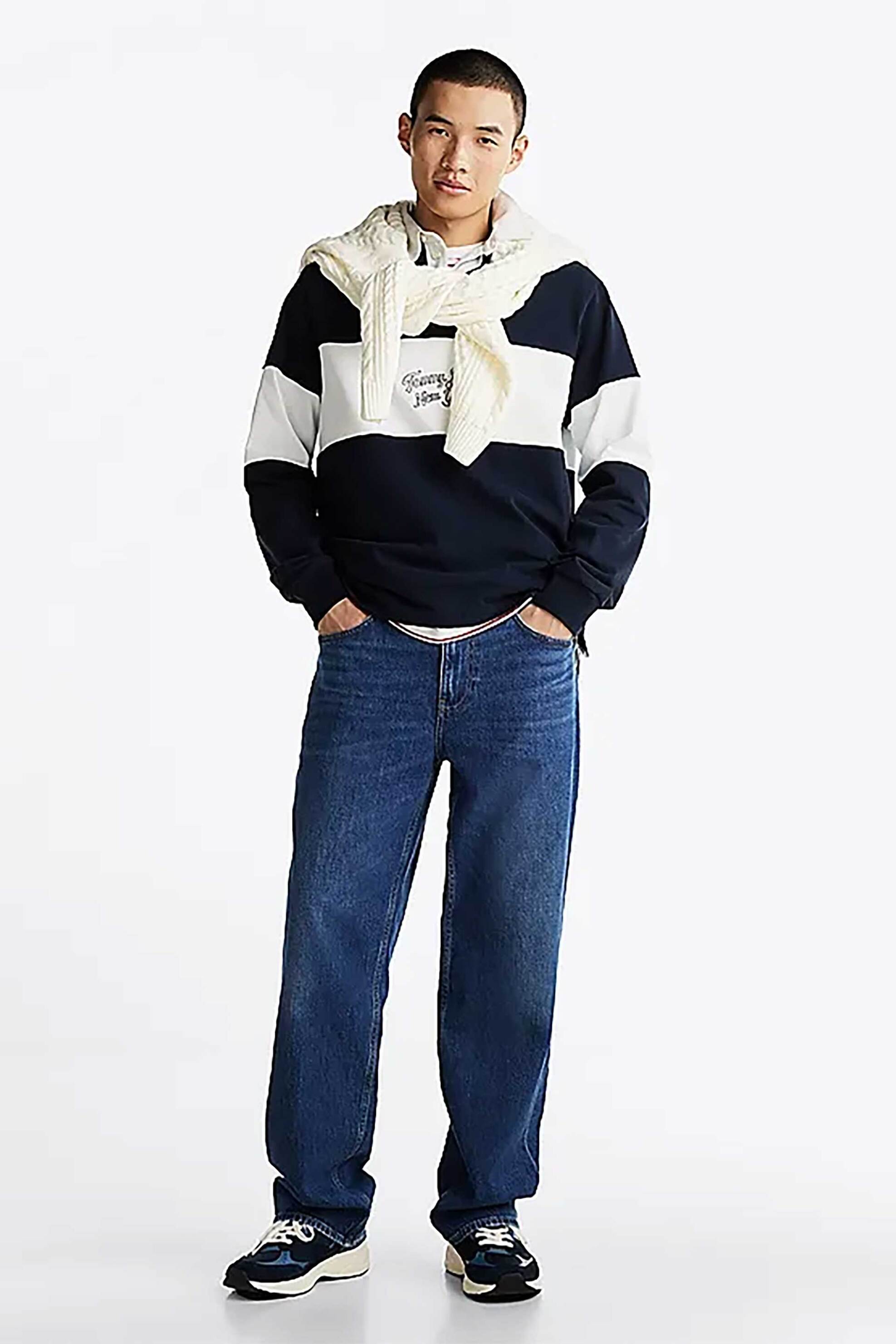 Tommy Jeans ανδρικό τζιν παντελόνι πεντάτσεπο Straight Fit - DM0DM21167 Denim Blue Σκούρο