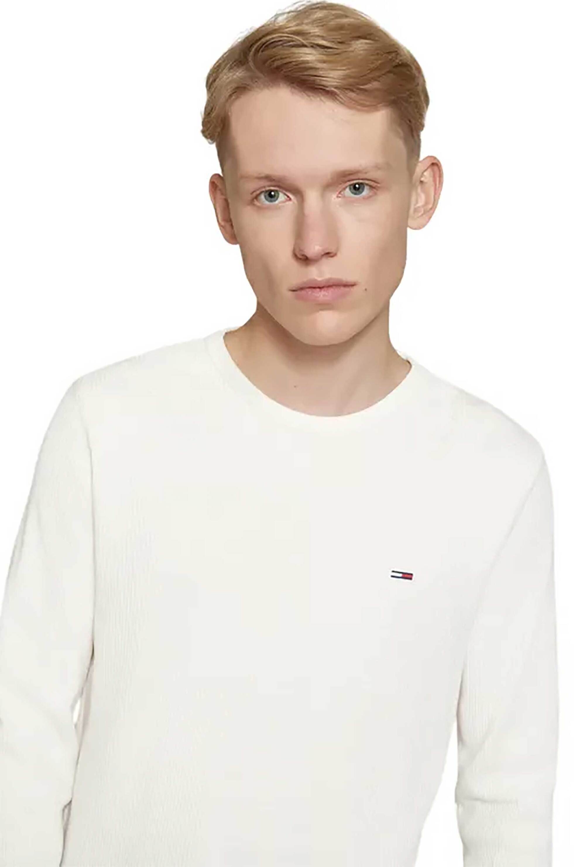Tommy Jeans ανδρικό πουλόβερ με λογότυπο Slim Fit - DM0DM20688 Μπεζ φωτογραφία
