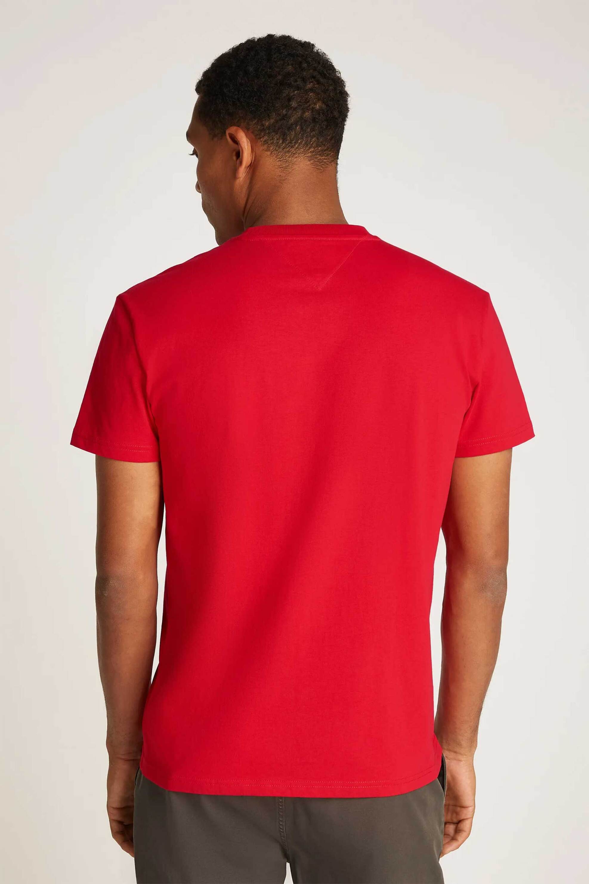 Tommy Jeans Ανδρικό T-Shirt με Λογότυπο Regular Fit - Dm0Dm20744 Κόκκινο
