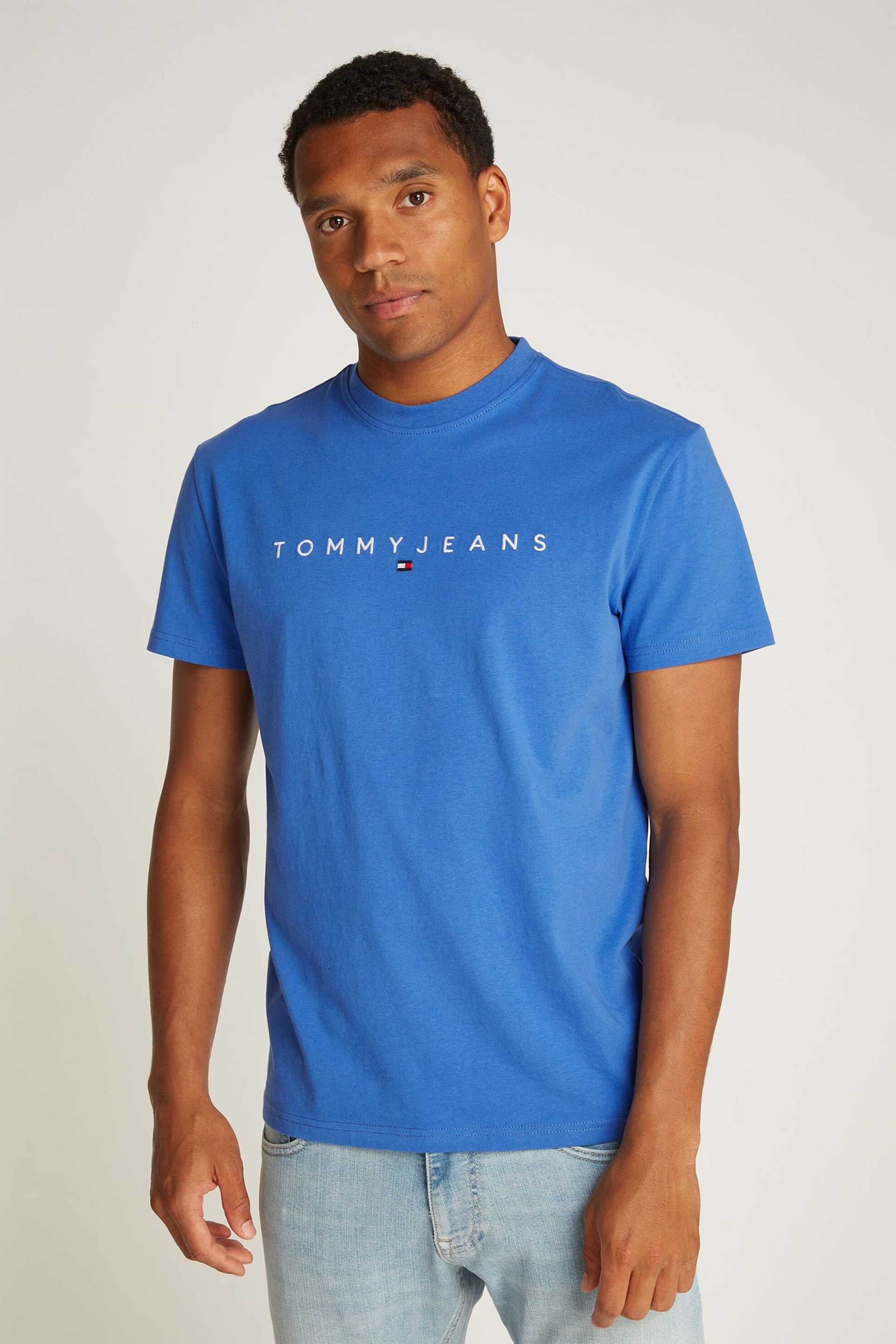 Tommy Jeans ανδρικό T-shirt με λογότυπο Regular Fit - DM0DM20744 Μπλε