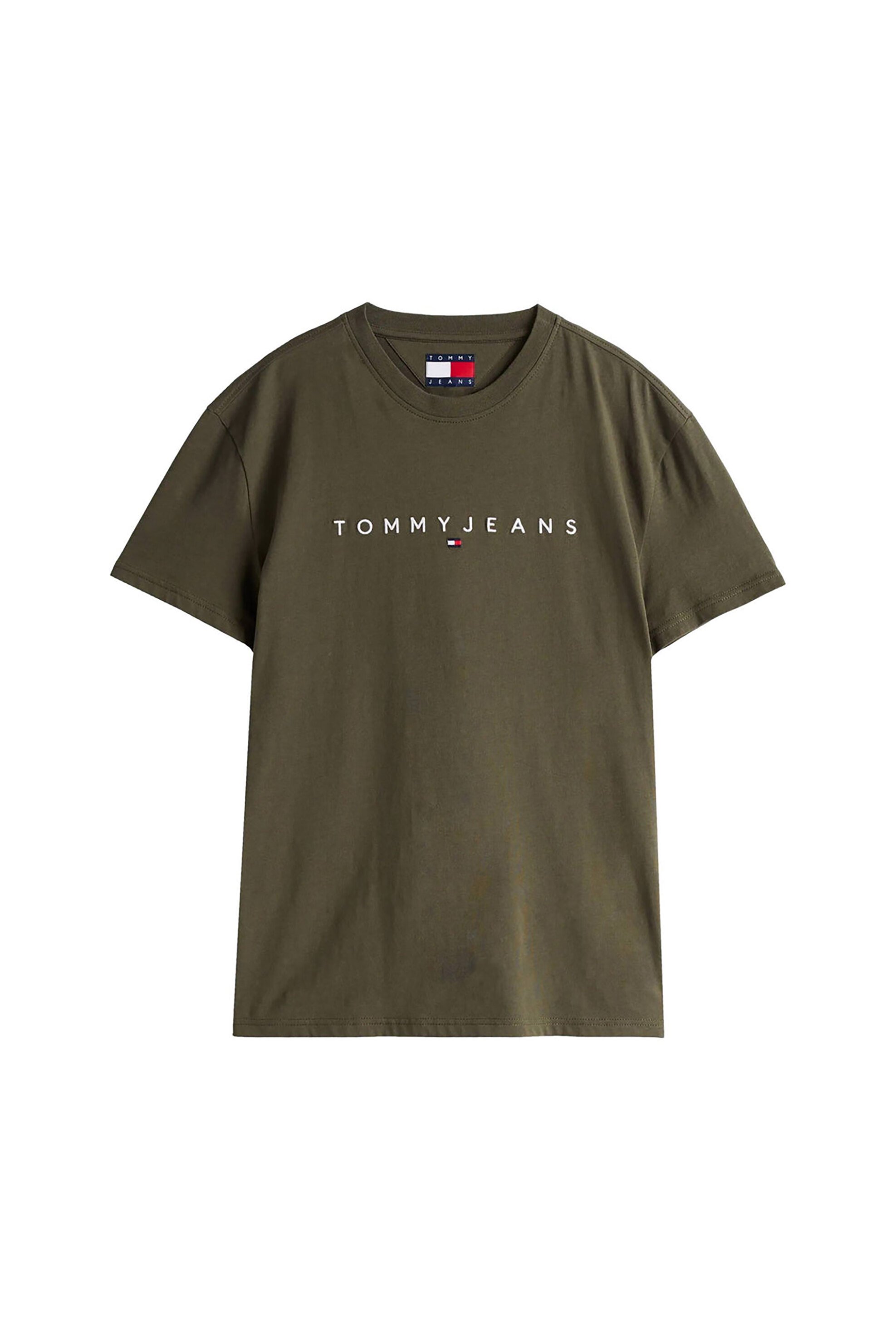 Tommy Jeans ανδρικό T-shirt με λογότυπο Regular Fit - DM0DM20744 Πράσινο Σκούρο