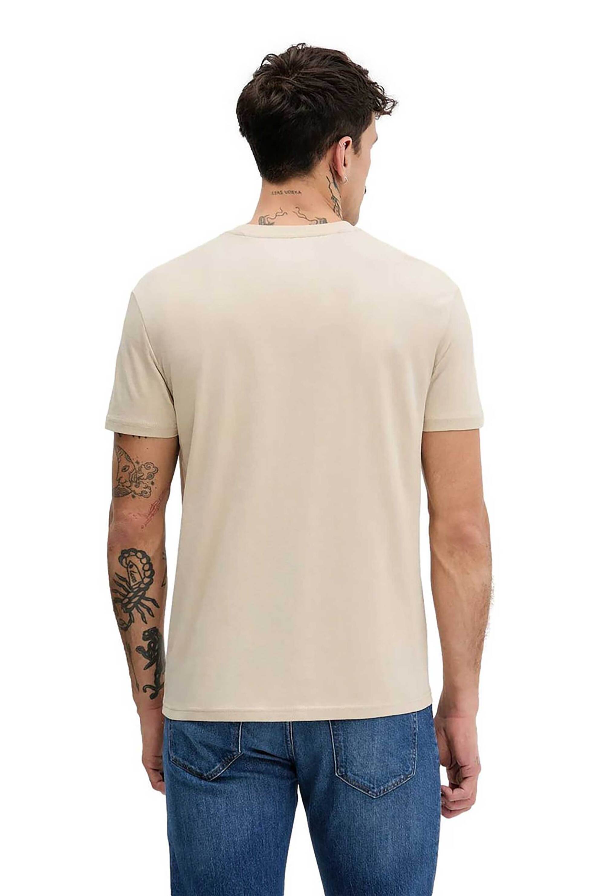 Tommy Jeans Ανδρικό T-Shirt με Λογότυπο Regular Fit - Dm0Dm20744 Μπεζ