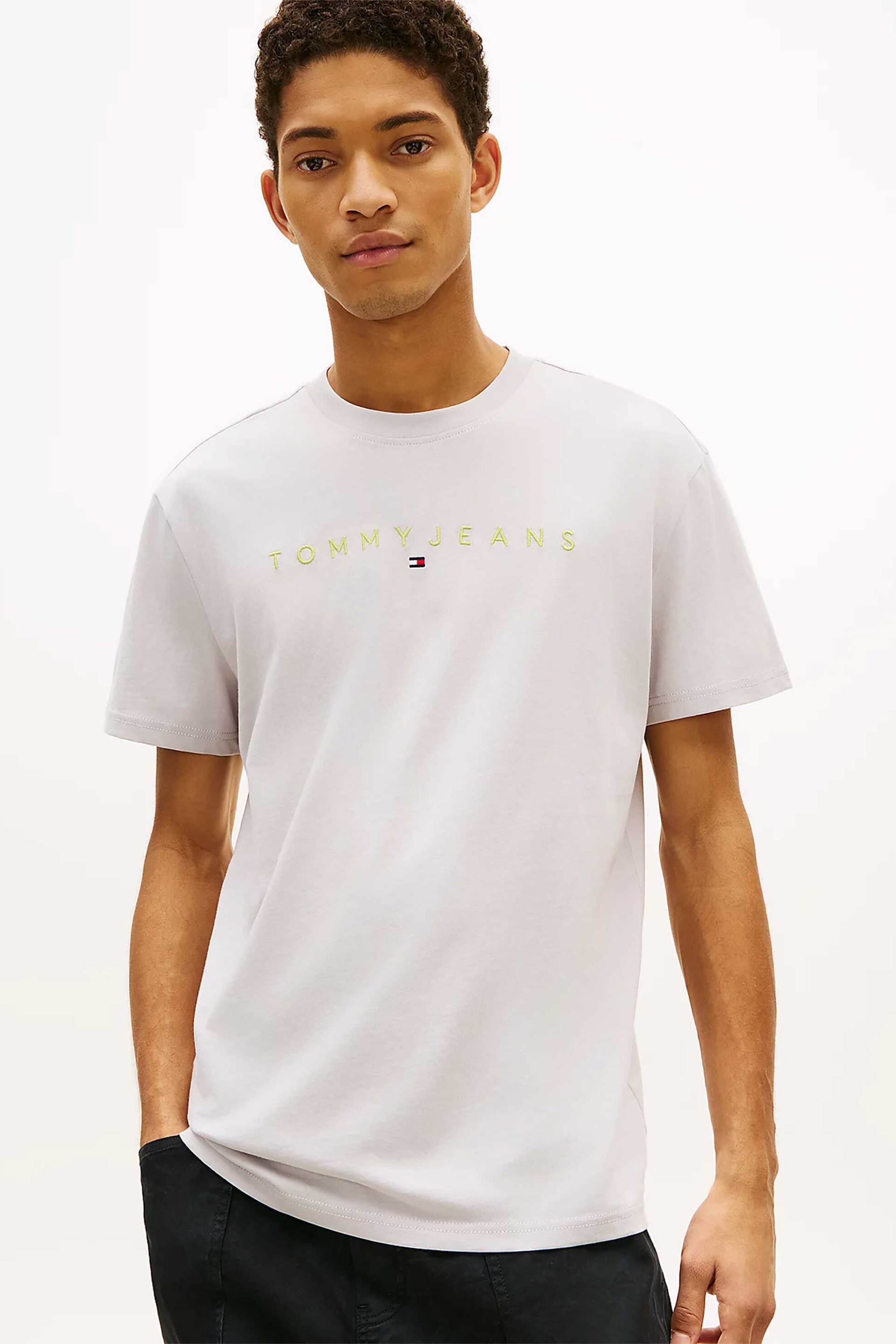 Tommy Jeans ανδρικό T-shirt με λογότυπο Regular Fit - DM0DM20744 Λευκό