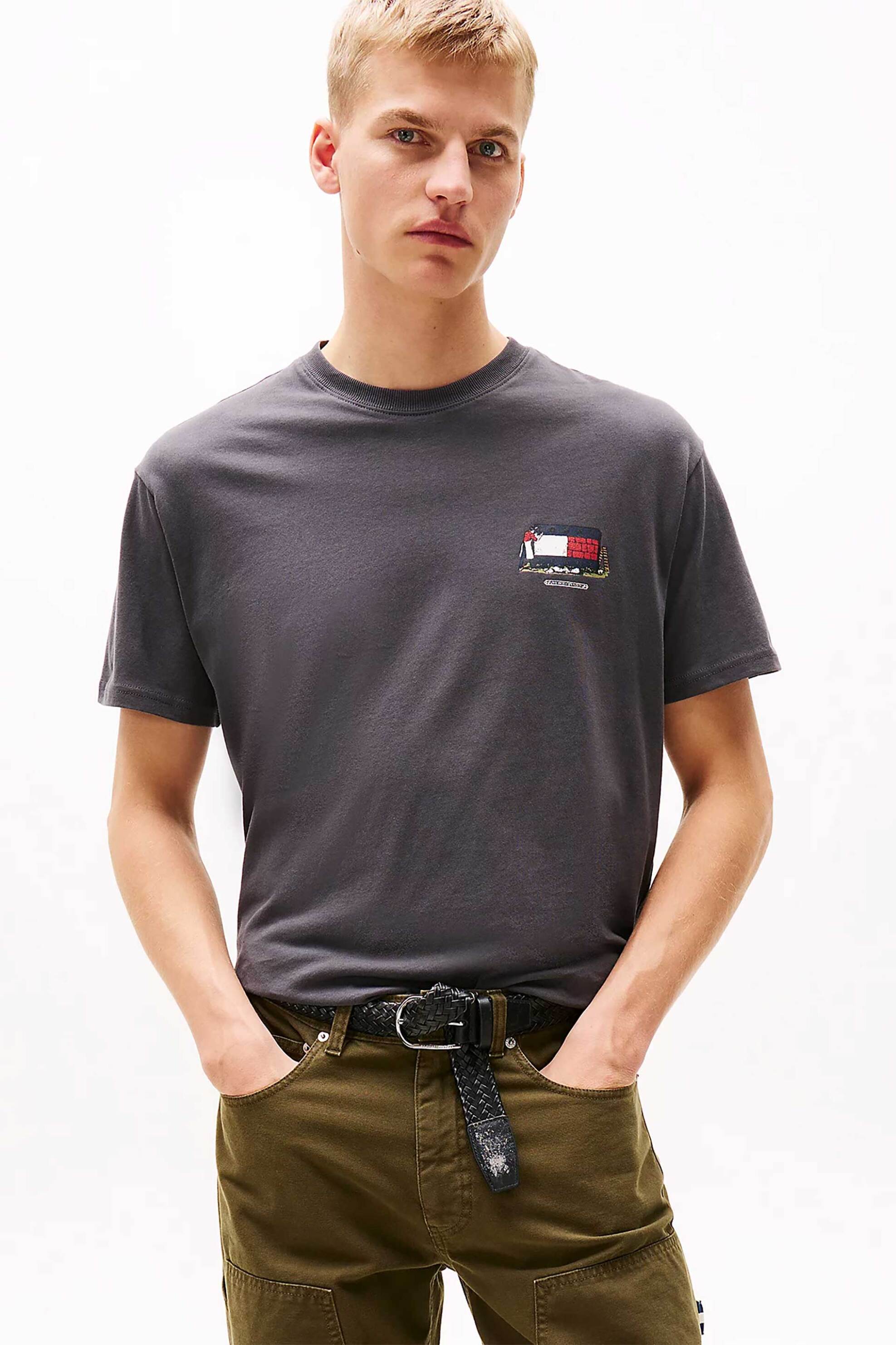 TOMMY JEANS Tommy Jeans ανδρικό T-shirt με λογότυπο Relaxed Fit - DM0DM20351 Ανθρακί
