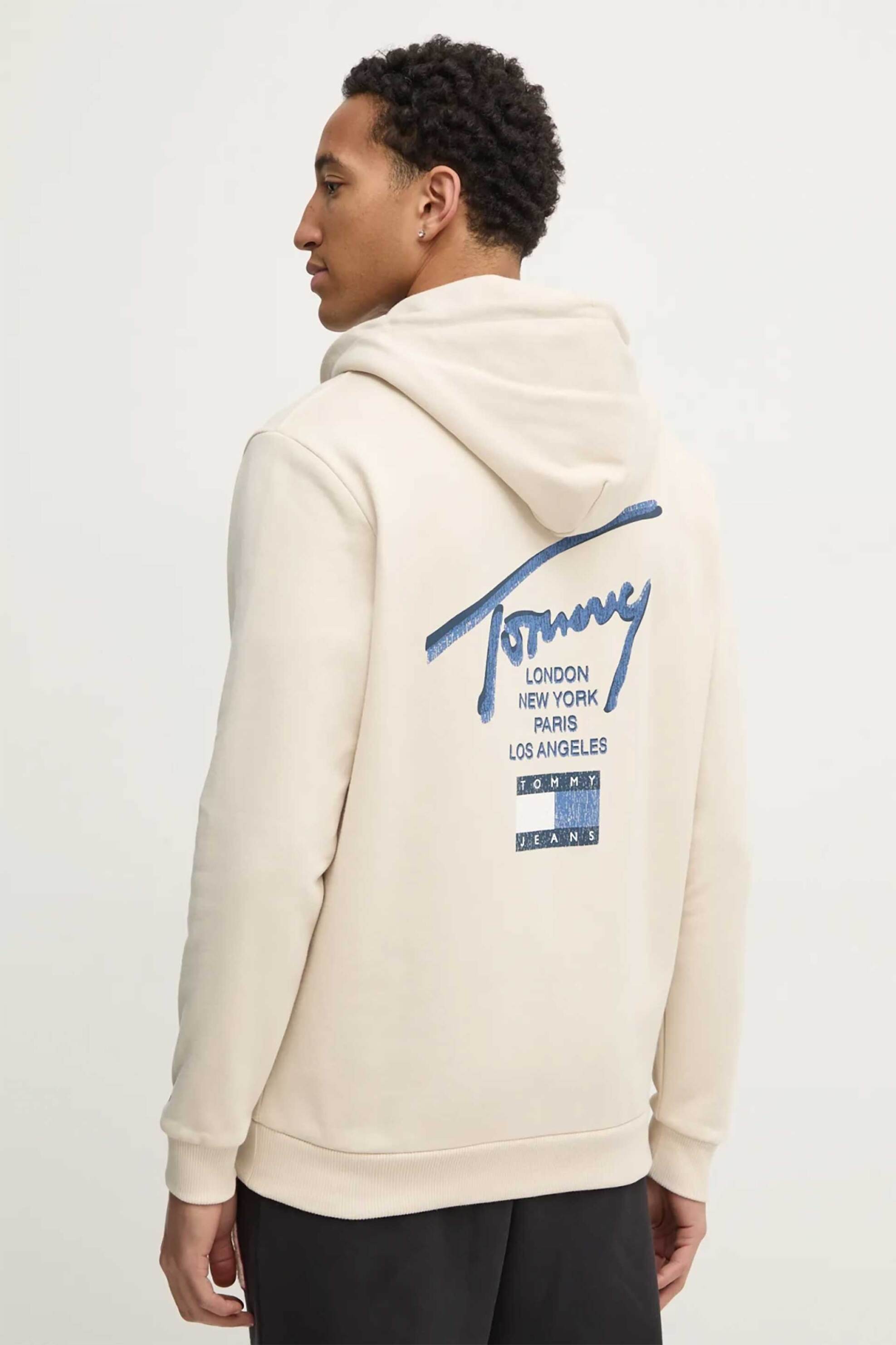 Tommy Jeans Ανδρική Ζακέτα Φούτερ με Κουκούλα - Dm0Dm21101 Μπεζ