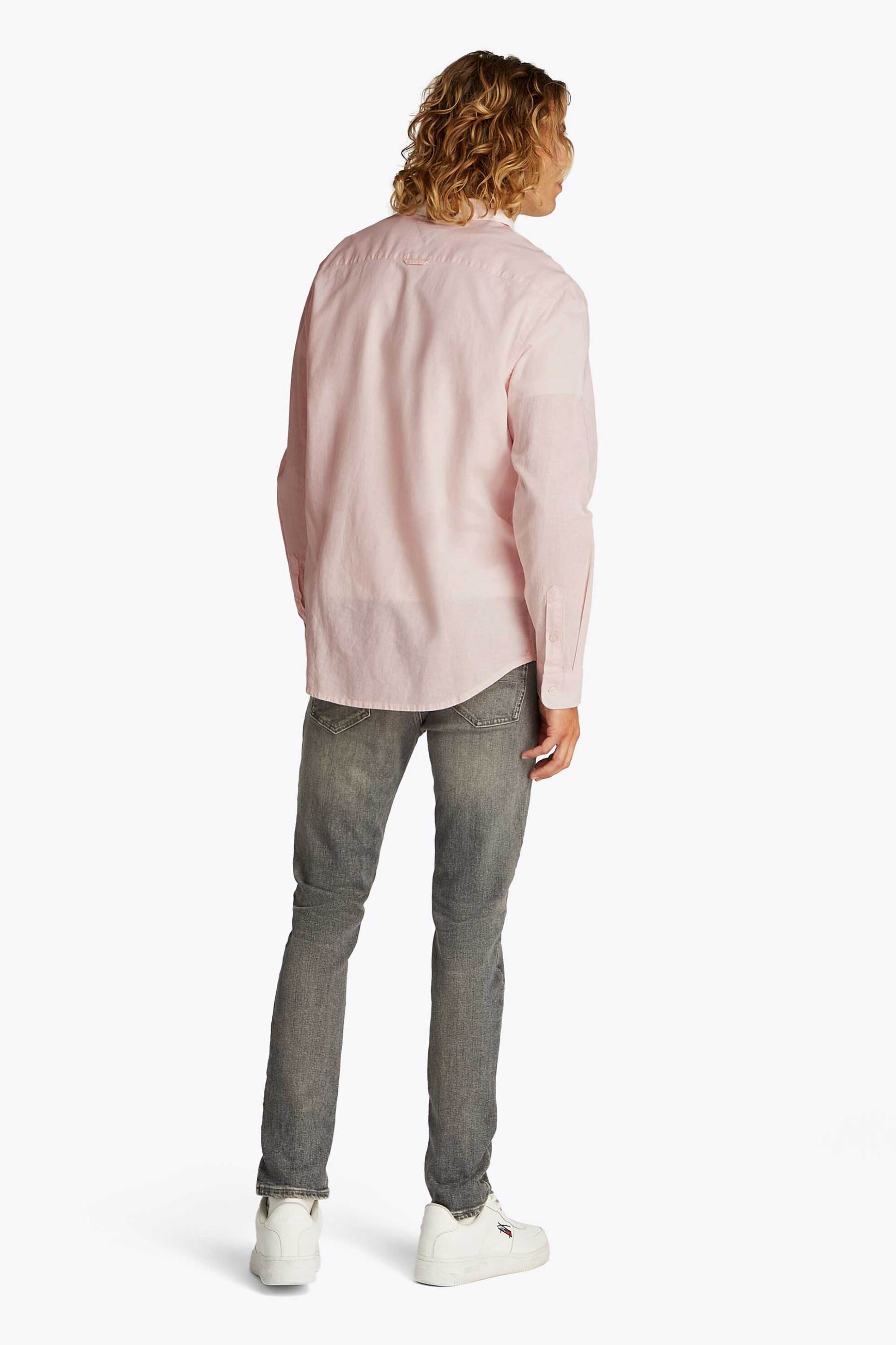 Tommy Jeans Ανδρικό Πουκάμισο με Λογότυπο - Dm0Dm20875 Ροζ Ανοιχτό