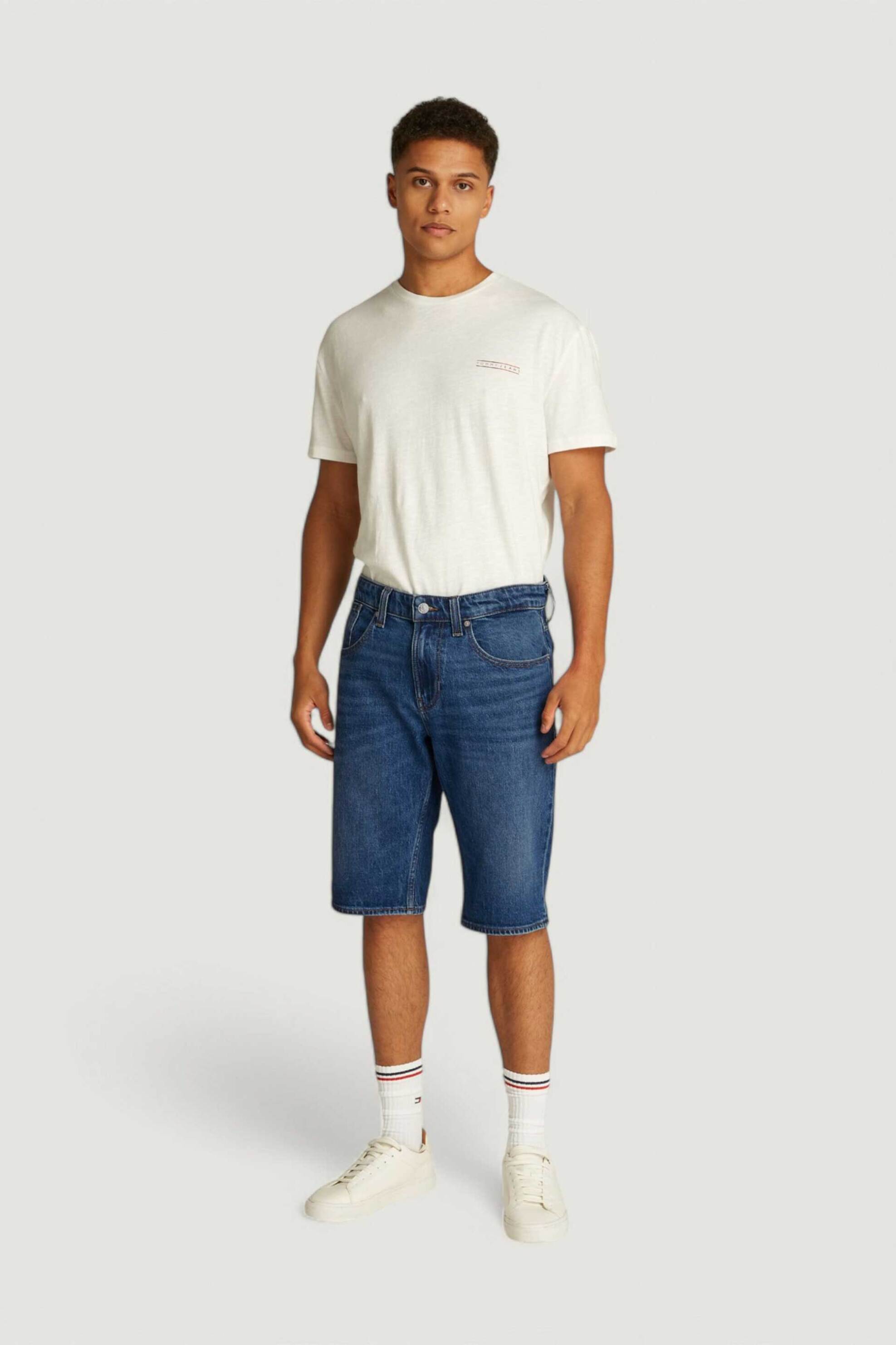 Tommy Jeans ανδρική τζιν βερμούδα - DM0DM20943 Denim Blue Σκούρο