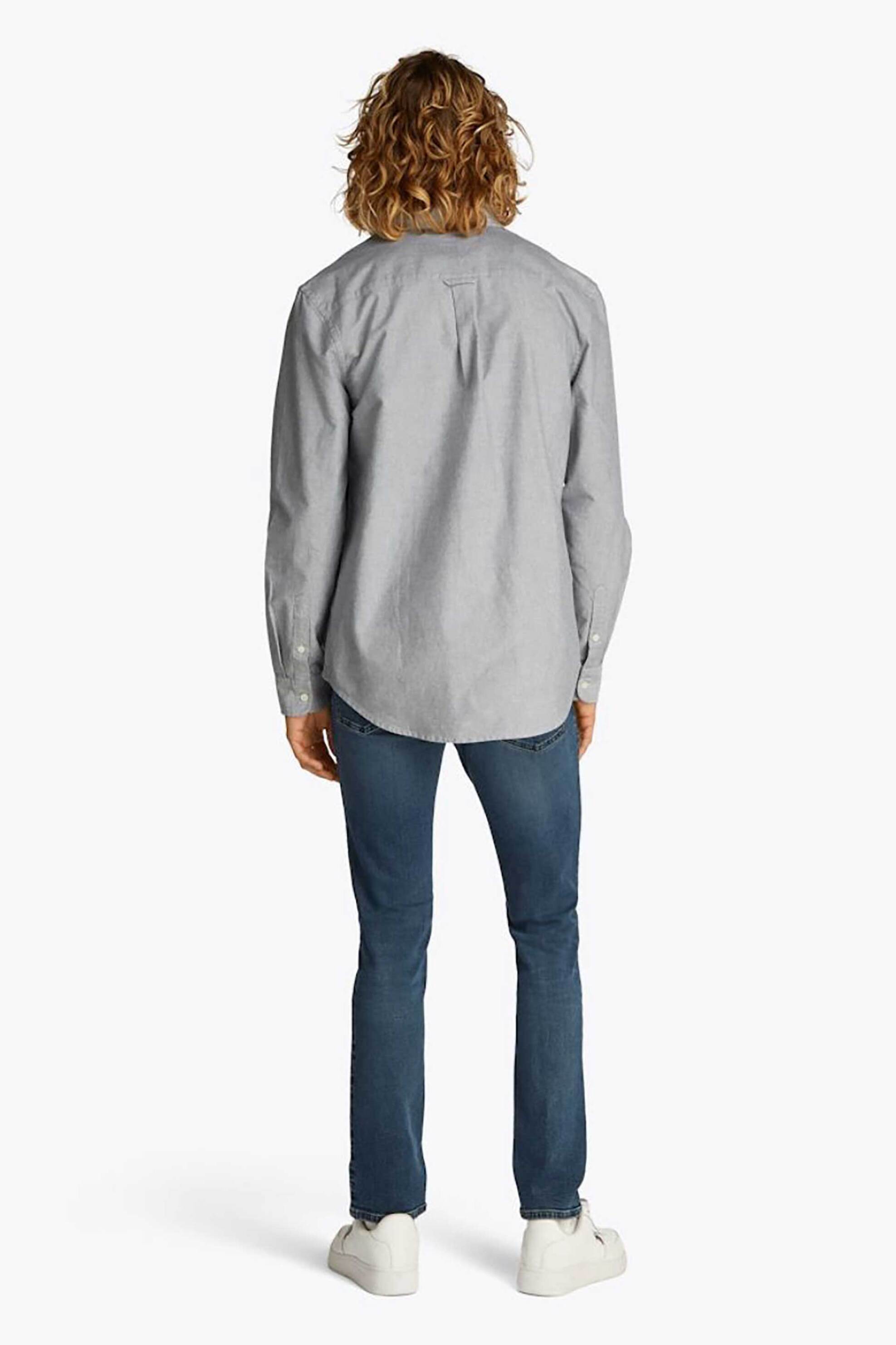 Tommy Jeans Ανδρικό Πουκάμισο Oxford με Κεντημένο Λογότυπο Regular Fit - Dm0Dm21298 Μπλε Σκούρο