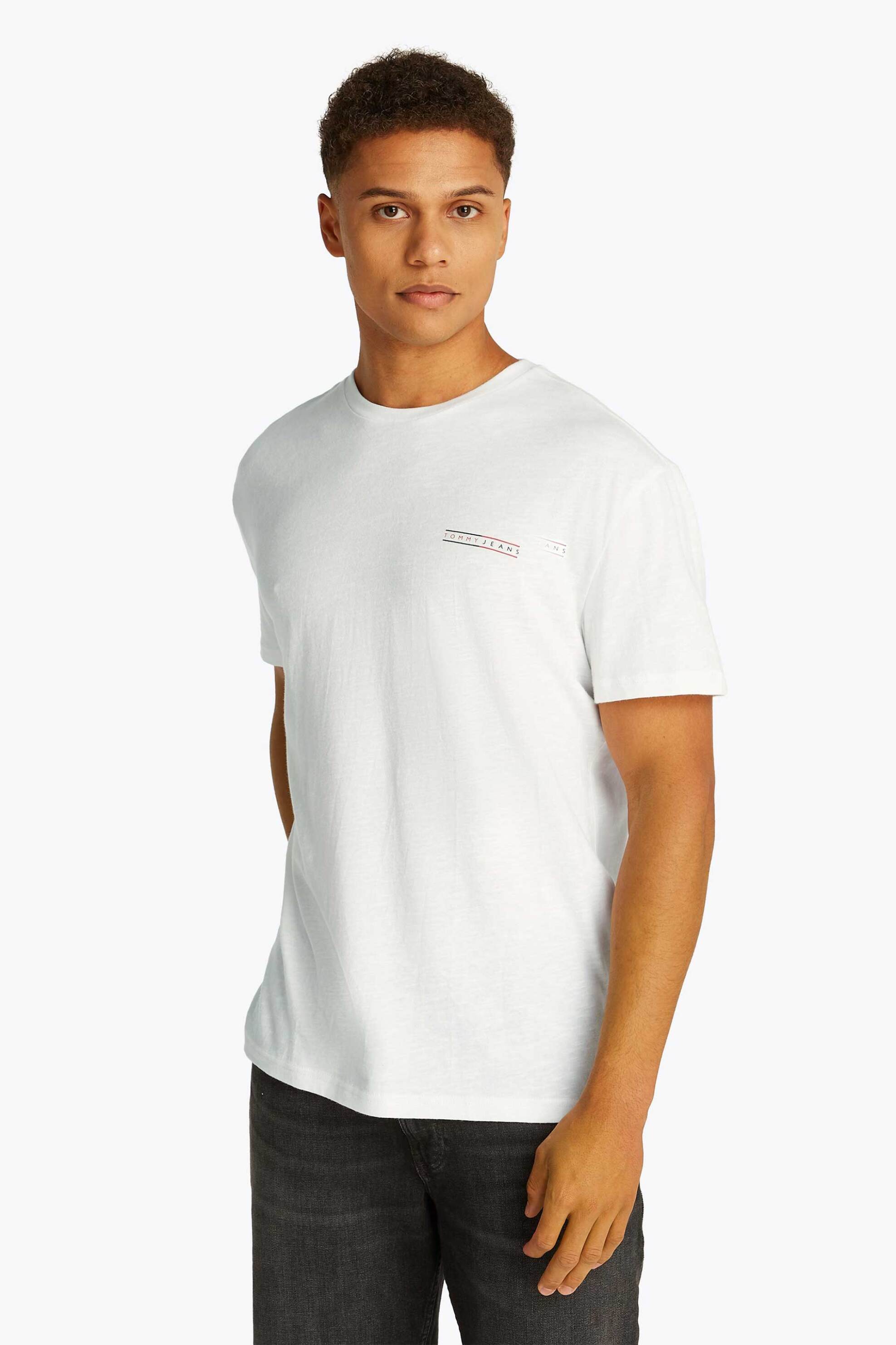 Tommy Jeans ανδρικό T-shirt με λογότυπο Regular Fit - DM0DM21303 Εκρού