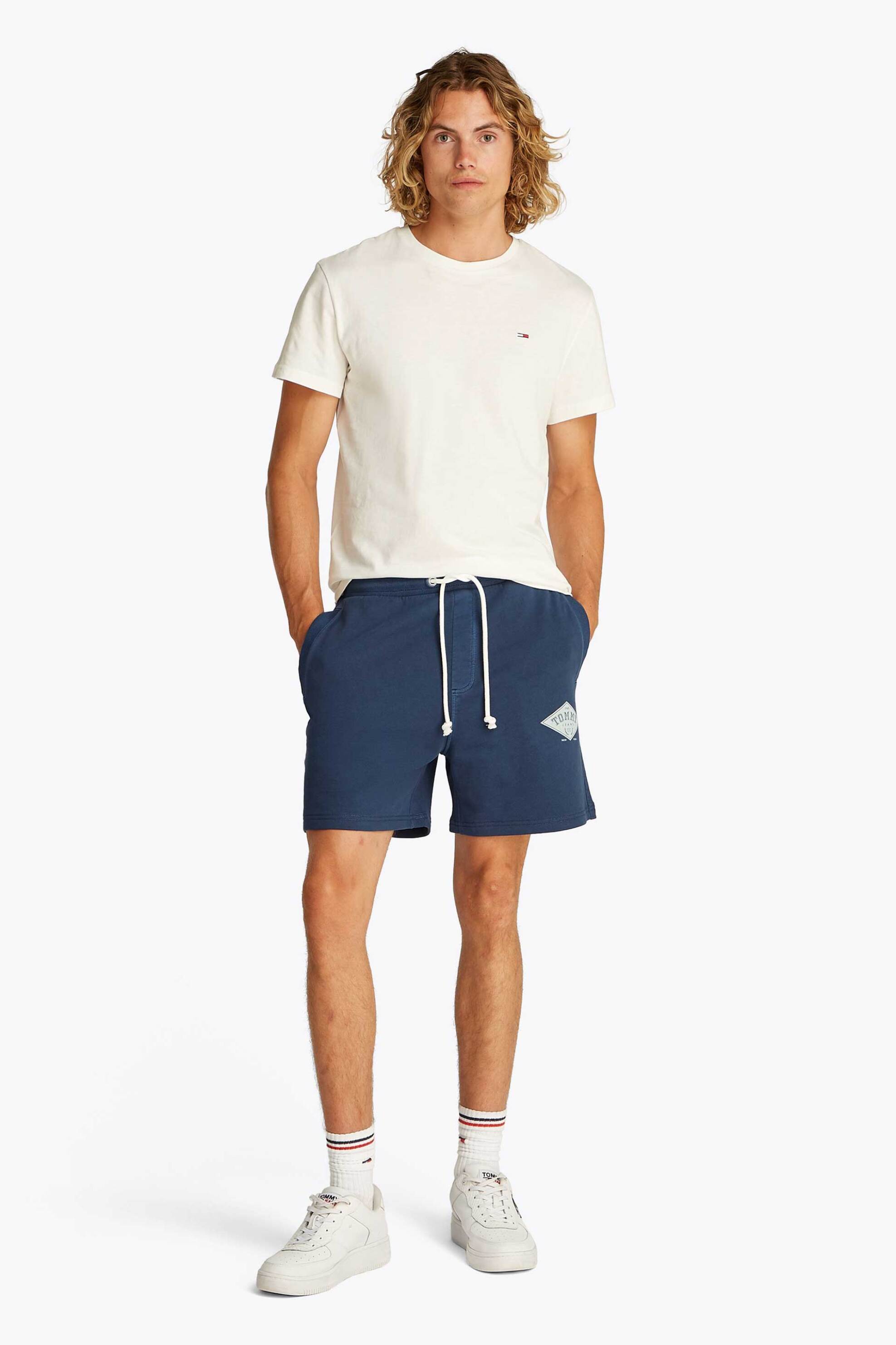 Tommy Jeans ανδρικό αθλητικό σορτς με λογότυπο Regular Fit - DM0DM20936 Μπλε Σκούρο