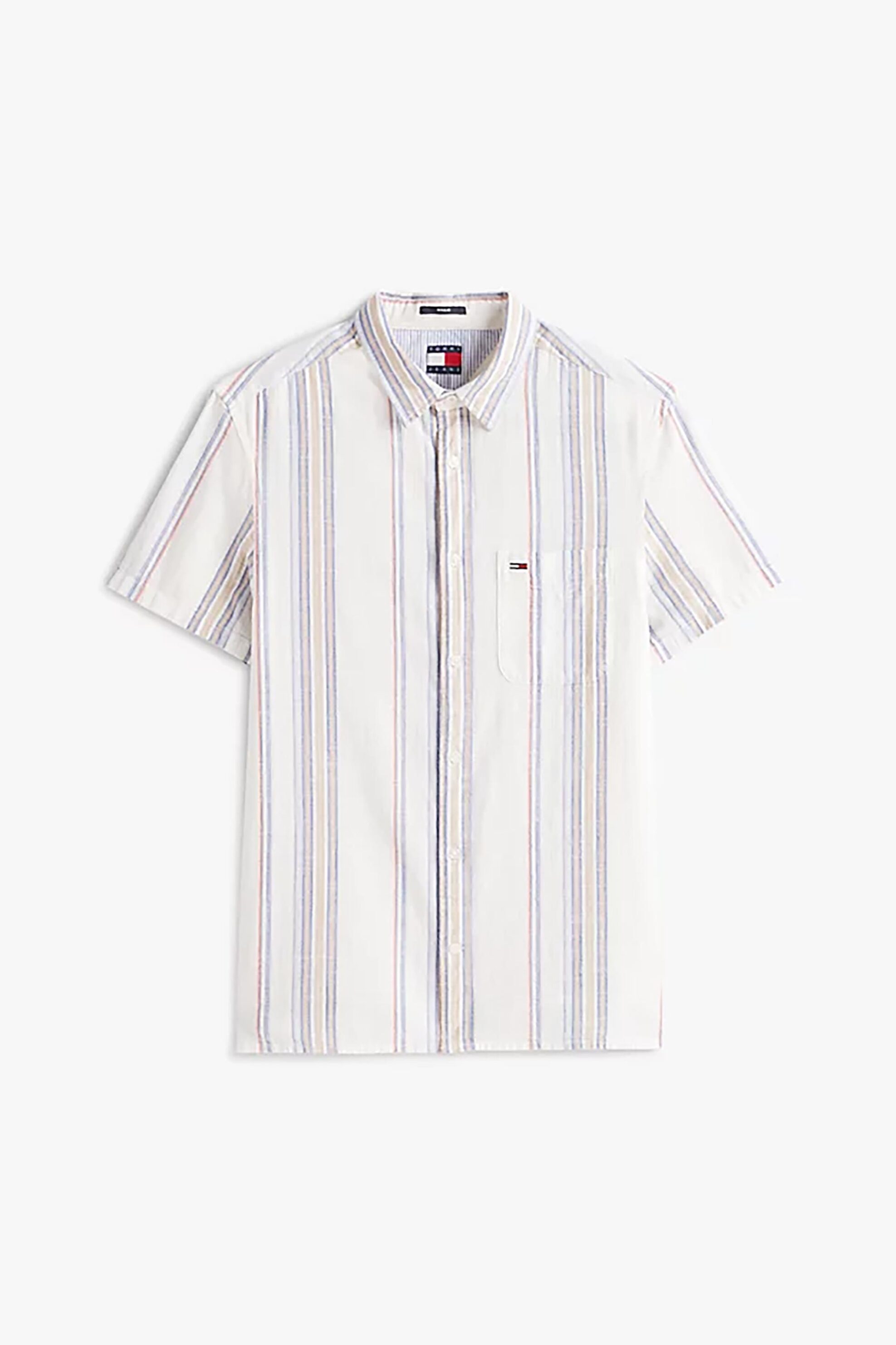 Tommy Jeans Ανδρικό Πουκάμισο με Ριγέ Σχέδιο Και Λογότυπο Regular Fit - Dm0Dm21302 Λευκό