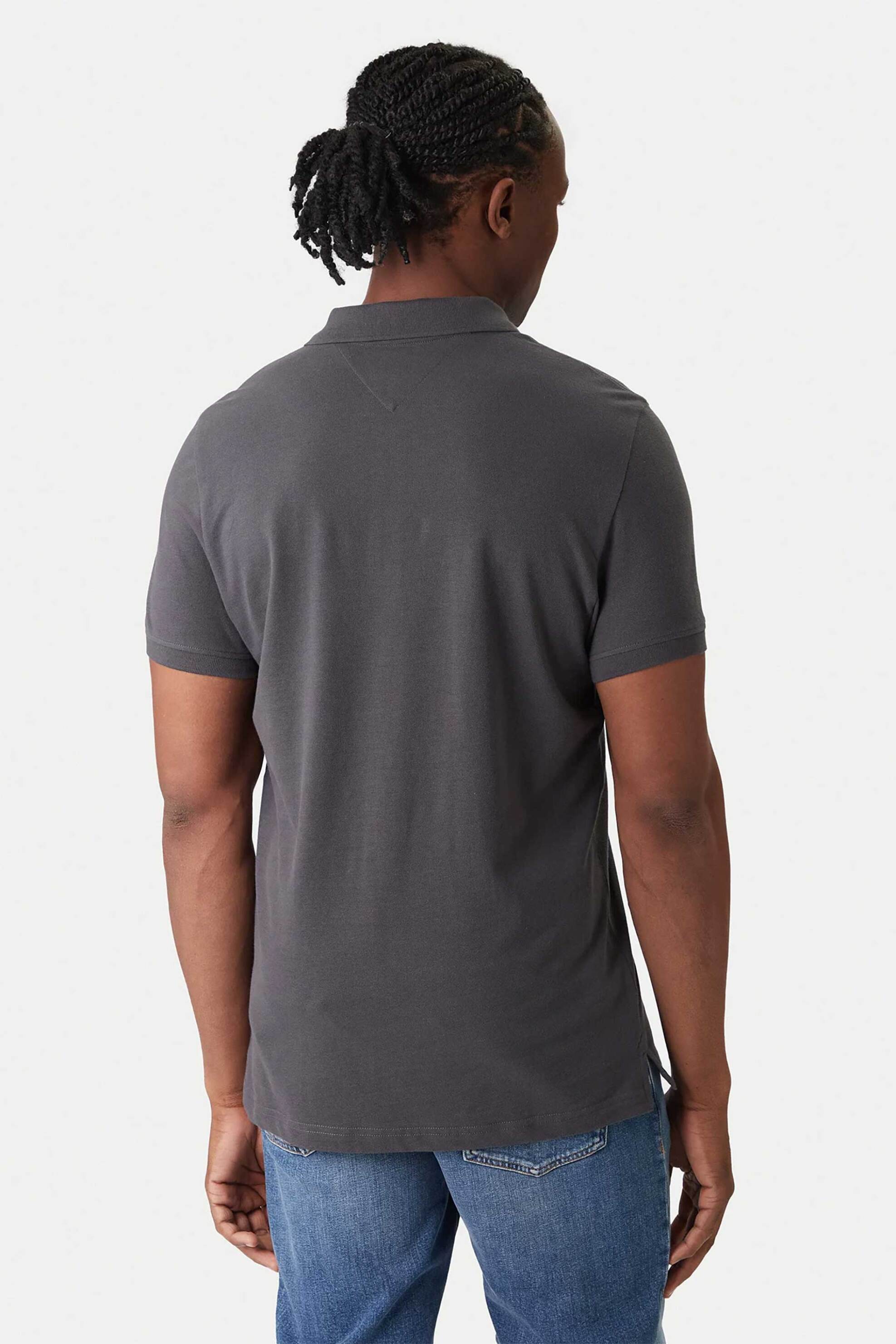 Tommy Jeans Ανδρική Μπλούζα Πόλο Μονόχρωμη Slim Fit - Dm0Dm20676 Ανθρακί