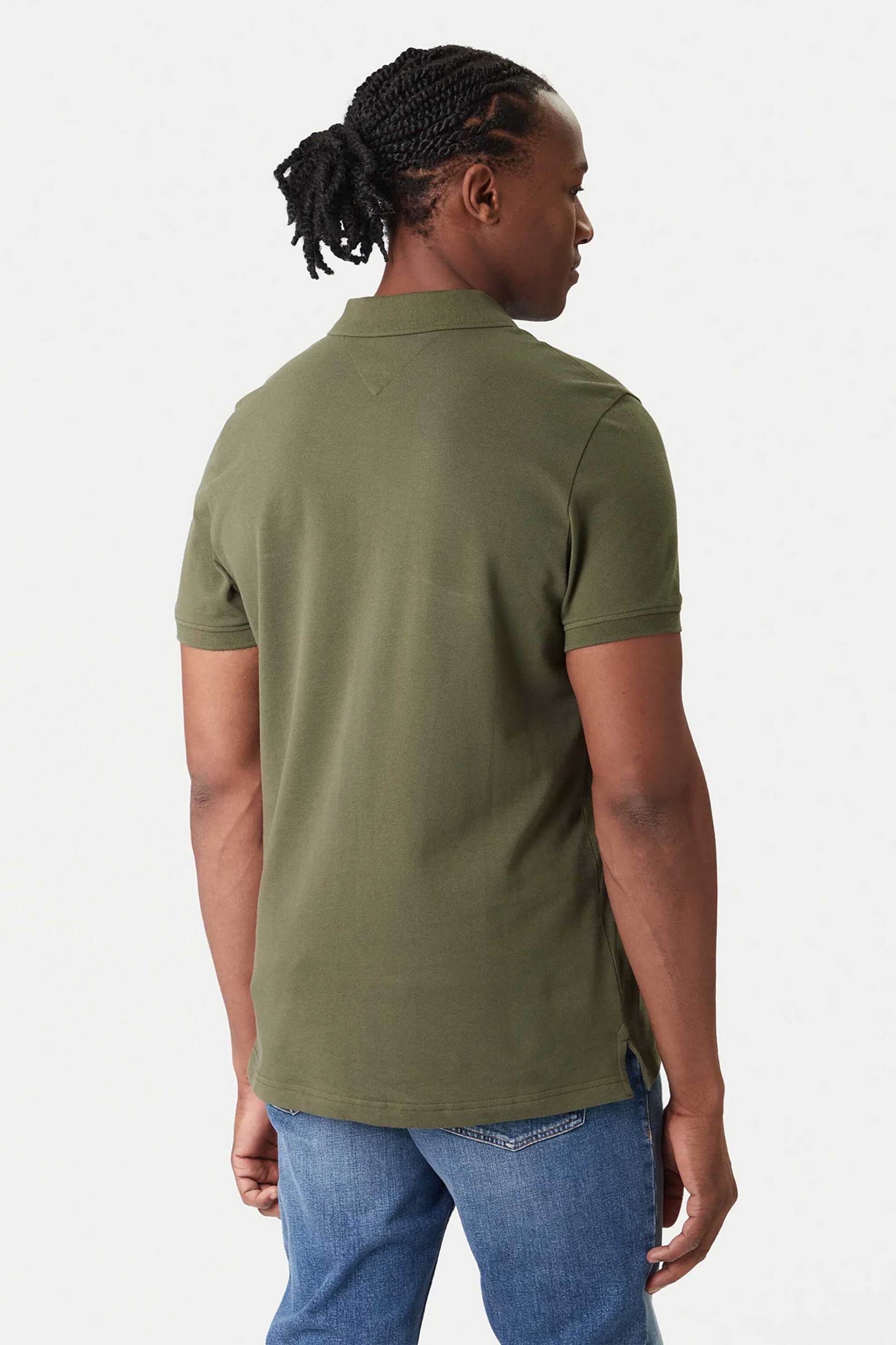 Tommy Jeans Ανδρική Μπλούζα Πόλο Μονόχρωμη Slim Fit - Dm0Dm20676 Λαδί