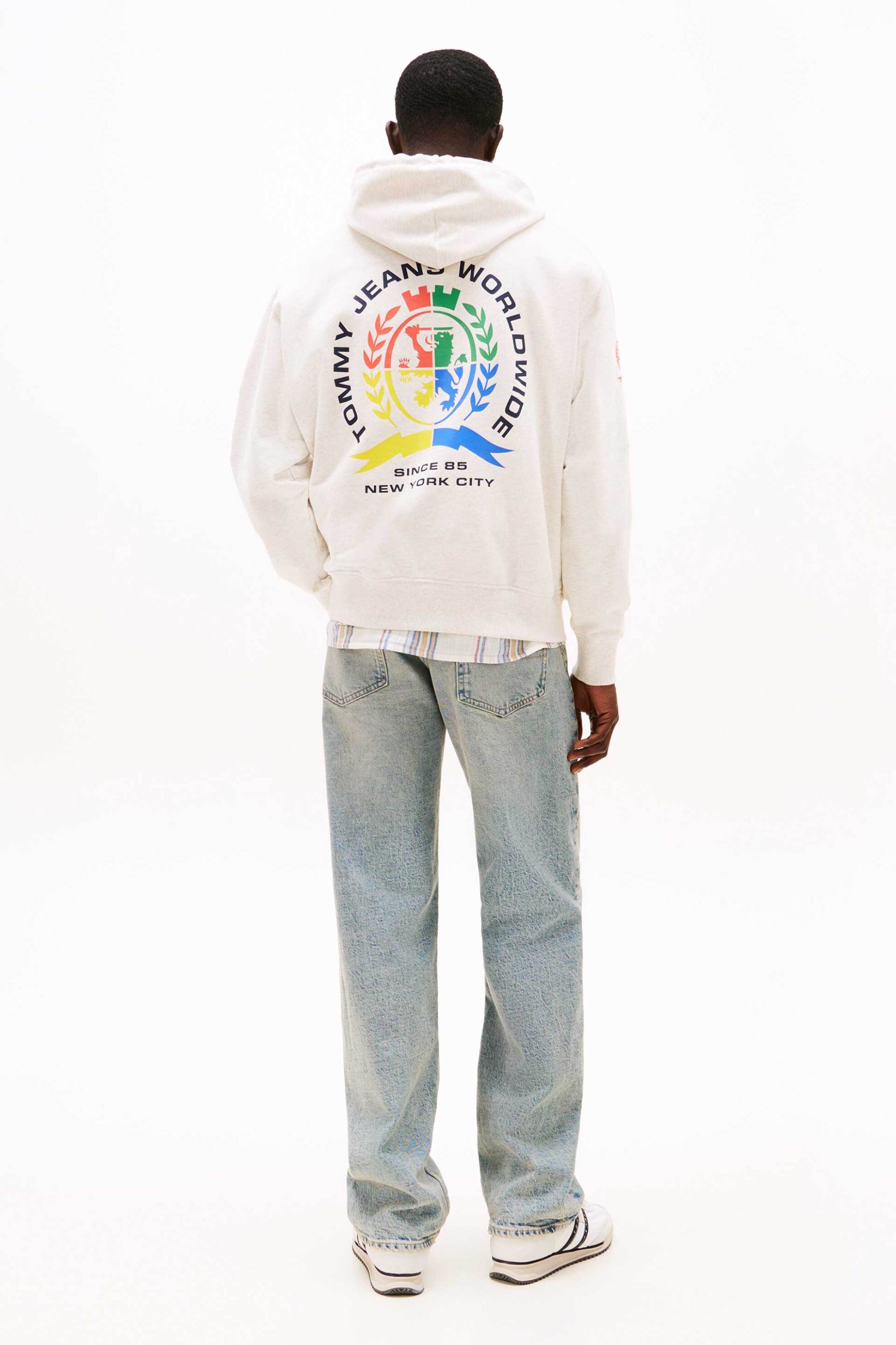 Tommy Jeans Ανδρική Μπλούζα Φούτερ με Prints - Dm0Dm20836 Κρέμ